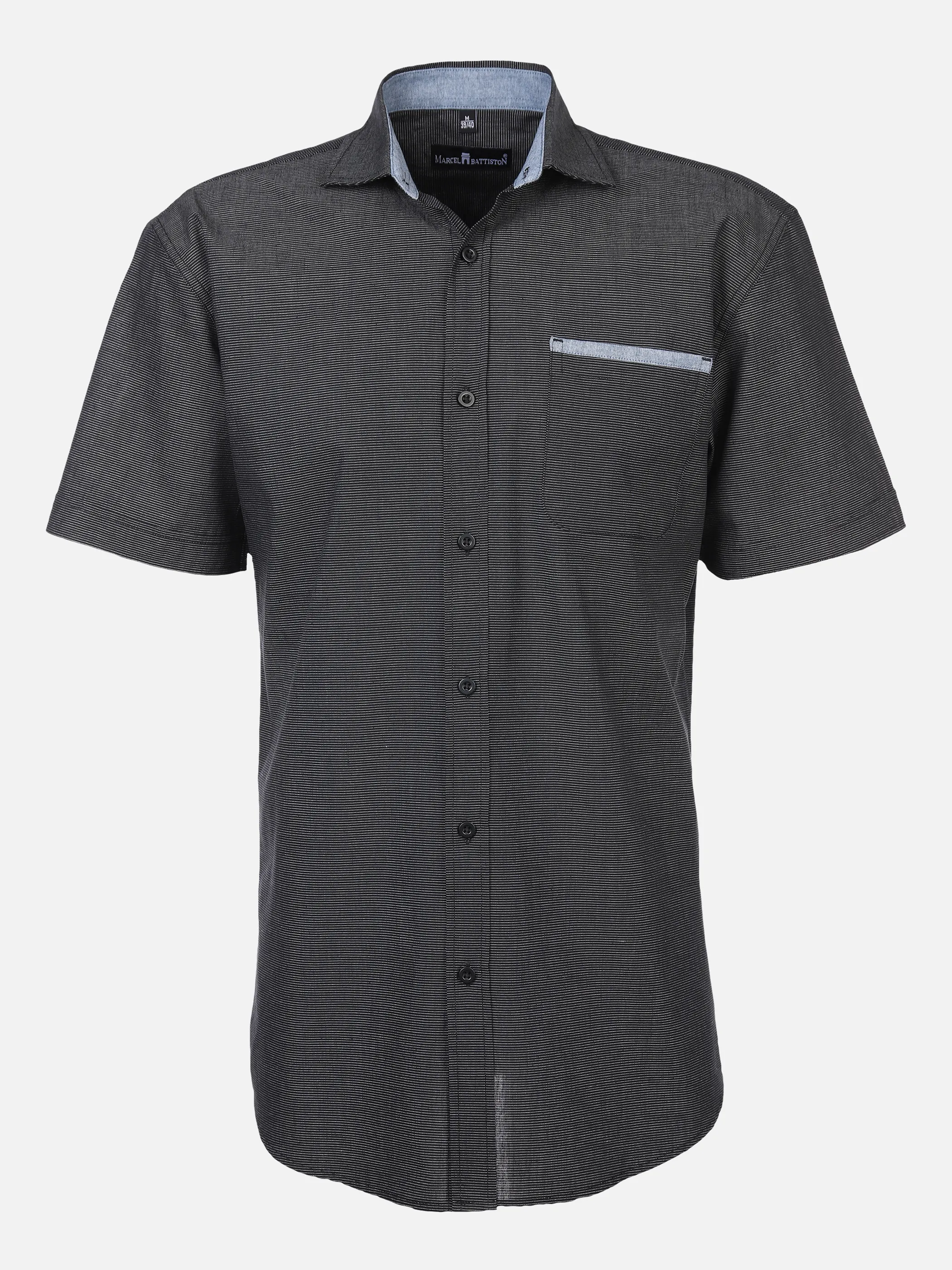 Marcel Battiston He. Freizeithemd 1/2 Arm slub Schwarz 863149 BLACK 1 Marcel Battiston He. Freizeithemd 1/2 Arm slub Schwarz 863149 BLACK 1