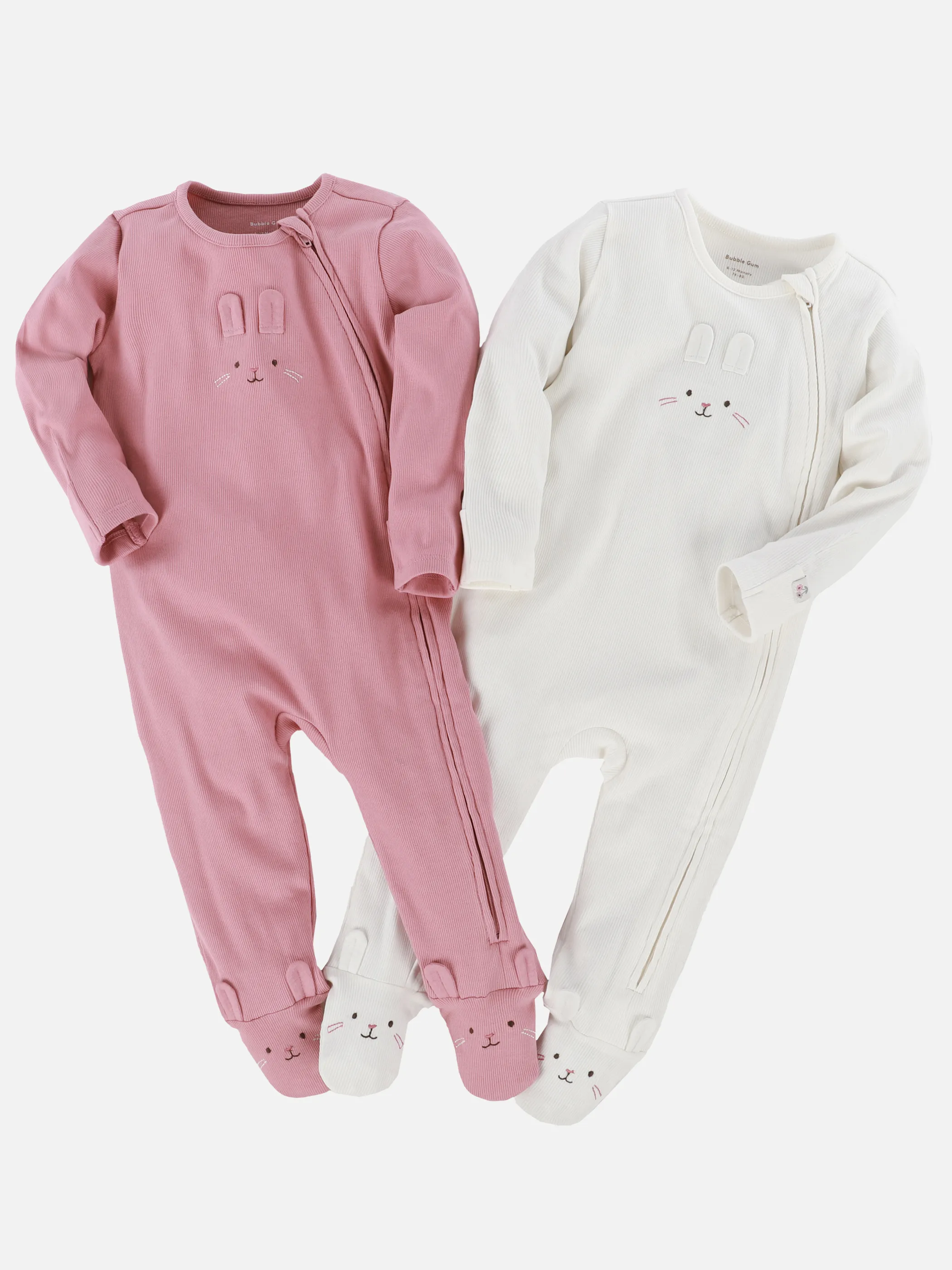 Bubble Gum BM 2er Pack Pyjama mit Hasen Print in rosa/weis Rosa 913426 ROSA/WEIß 1