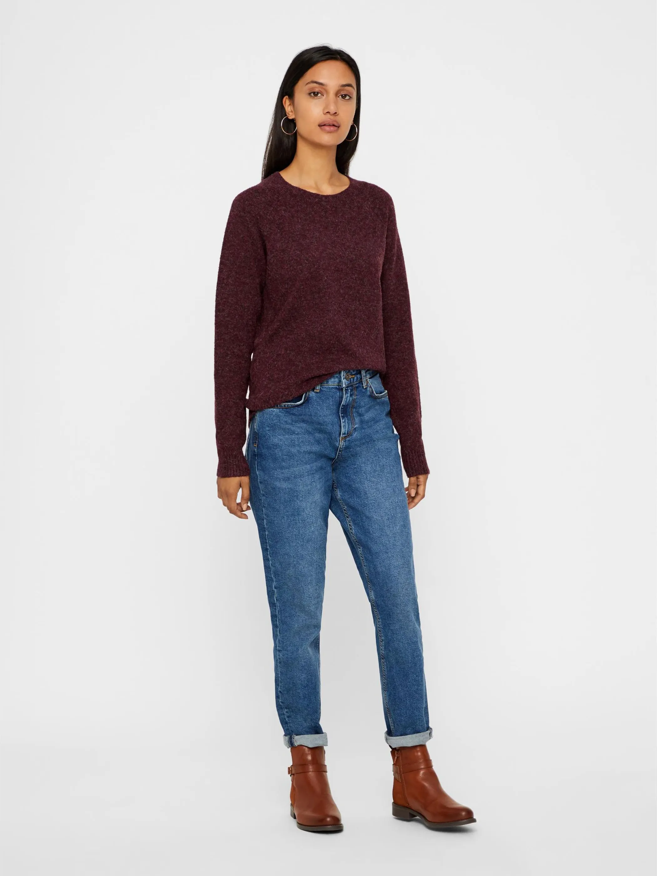 Vero Moda 10201022 VMDOFFY LS O-NECK BLO Rot 790647 186320001 4