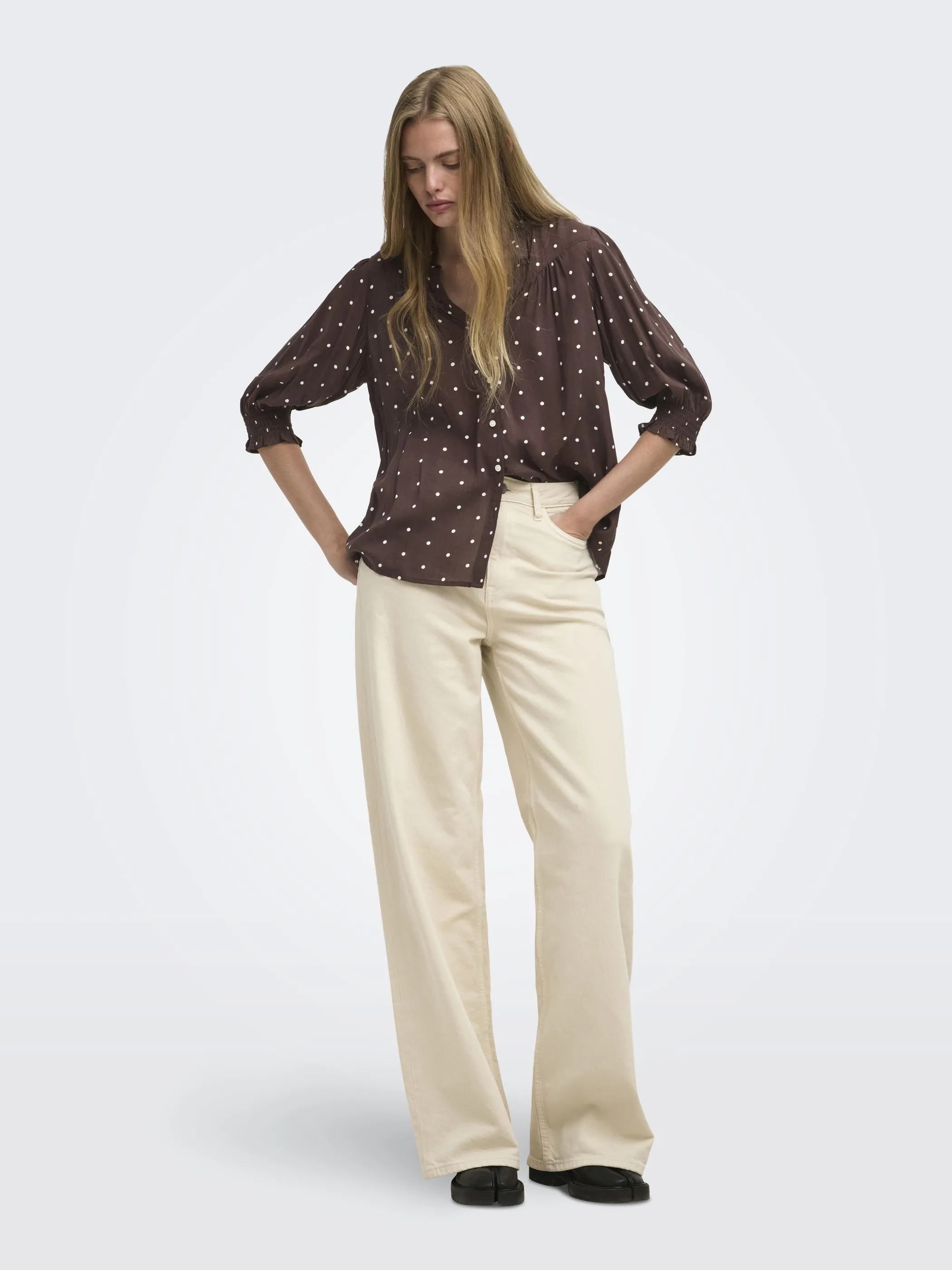 Only 15332997 ONLRAYA 3/4 SHIRT WVN Braun 906669 212012023 1