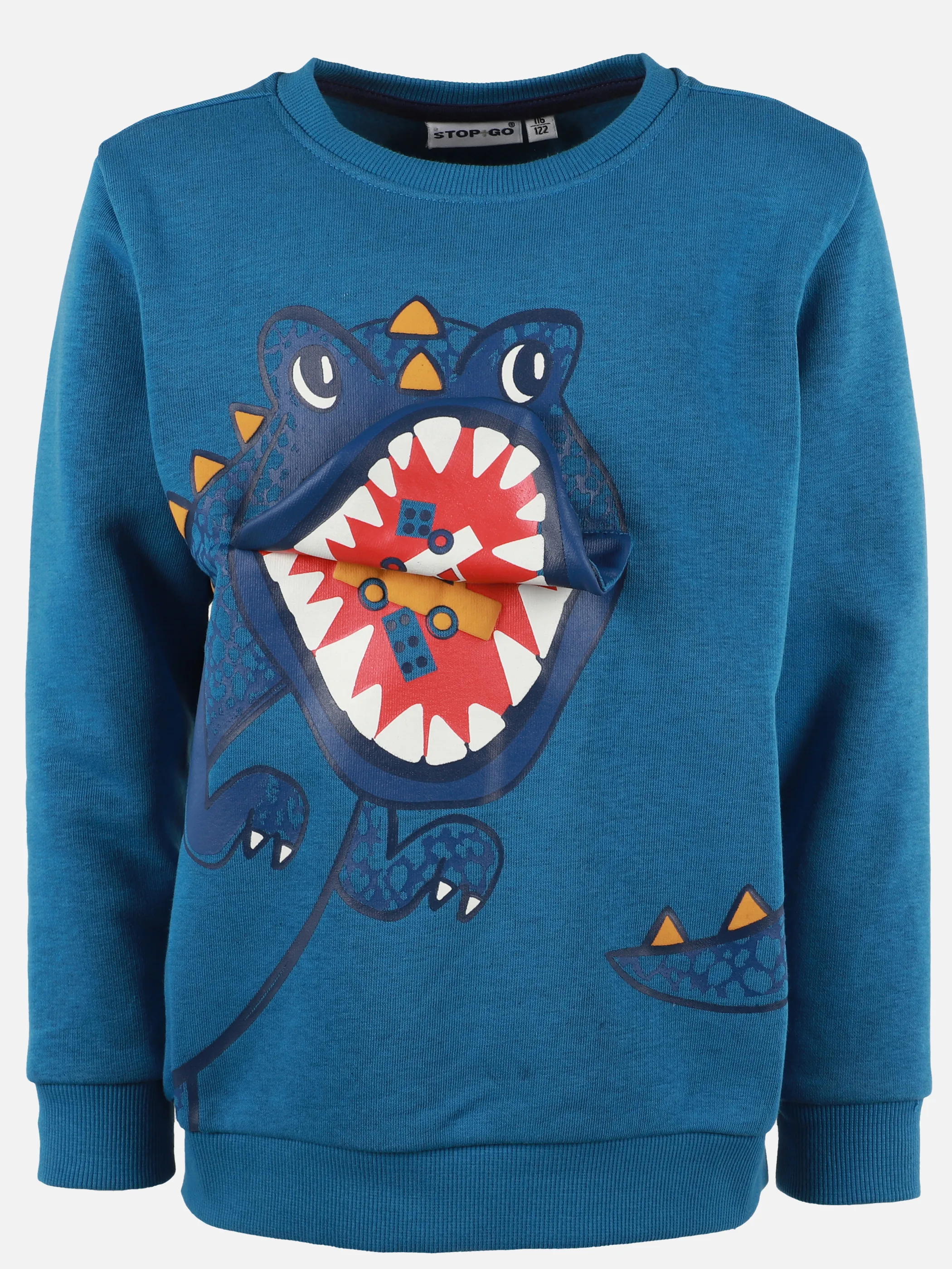 Stop + Go KJ Sweatshirt mit Dinoprint und loose Application Blau 898732 BLAU 2 Stop + Go KJ Sweatshirt mit Dinoprint und loose Application Blau 898732 BLAU 2
