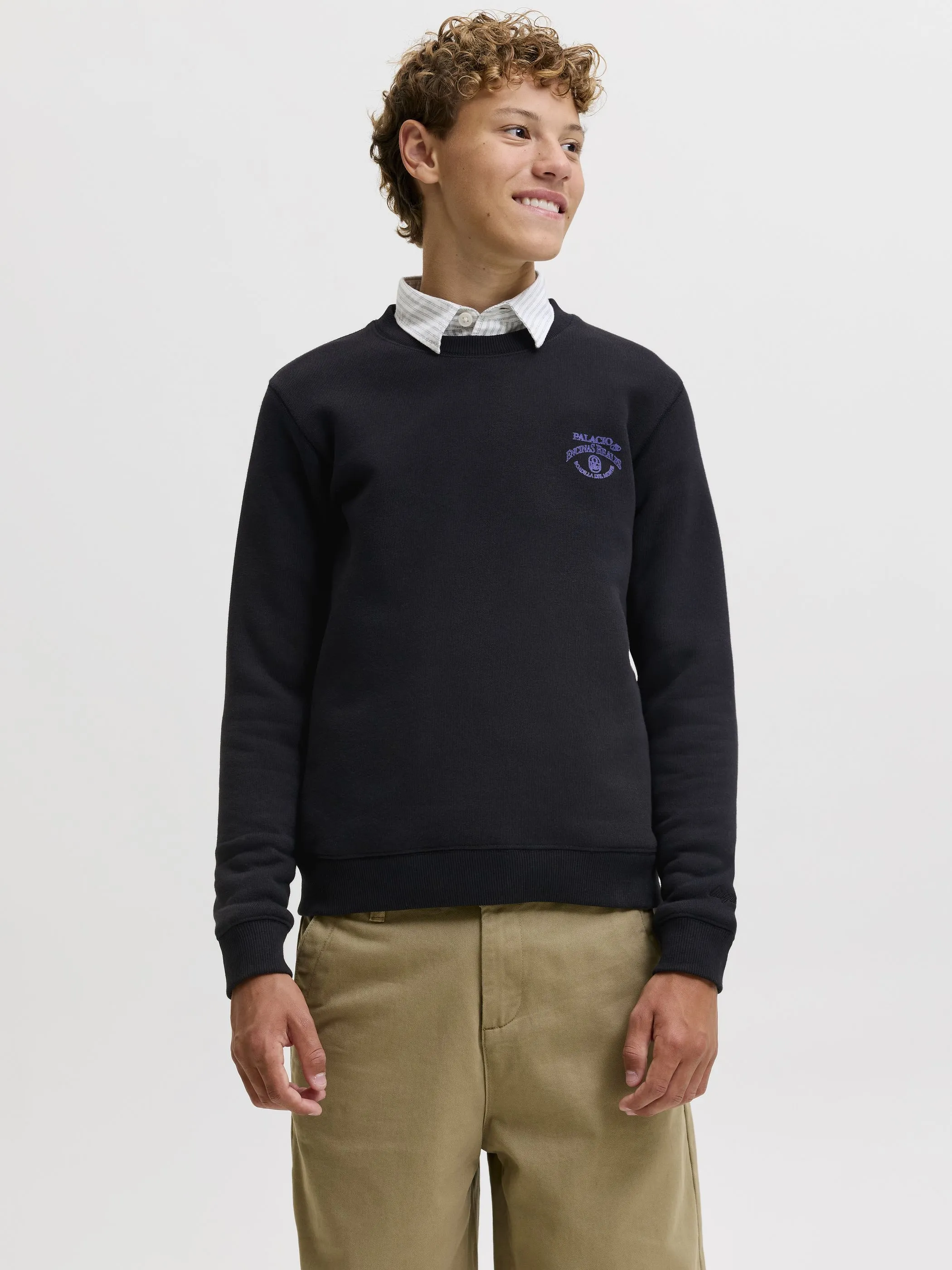 Jack&Jones Junior 12303317 JORCHAMBERI TYPO SWEAT CREW NECK JN Schwarz 931442 175696 1