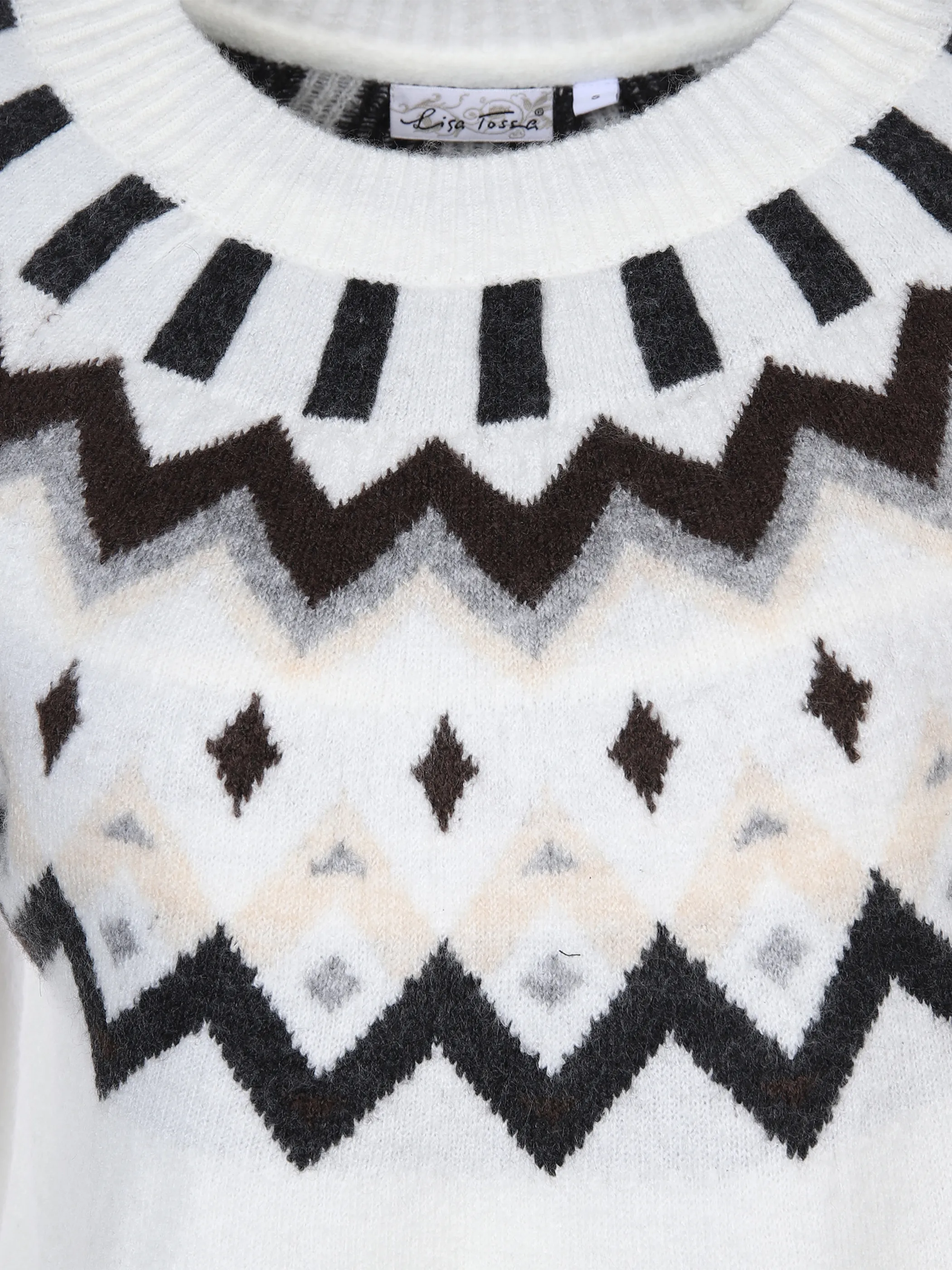 Lisa Tossa Da-Pullover m. Norwegerstrick Weiß 867700 OFFWH/MULT 3