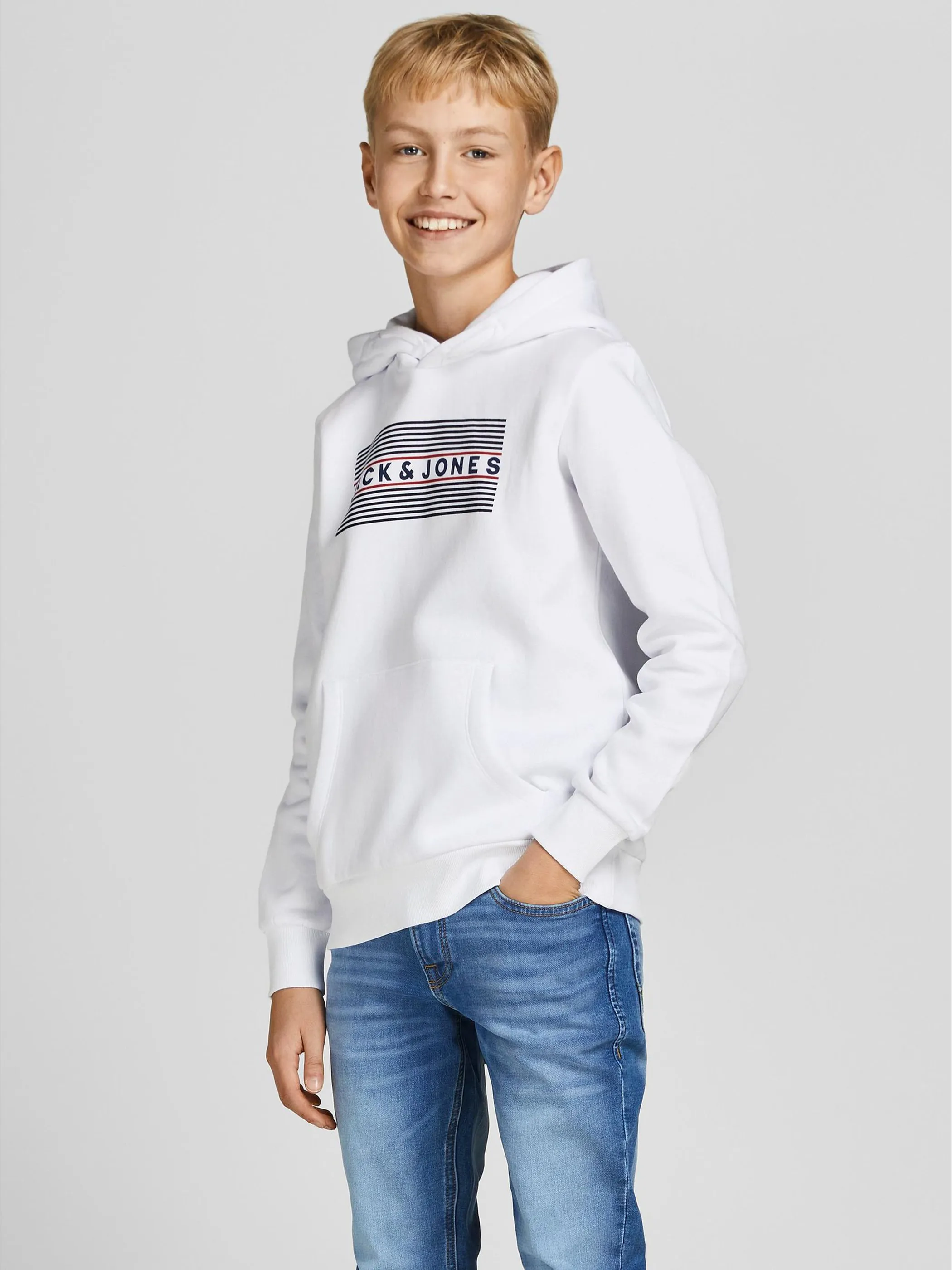 Jack&Jones Junior 12152841 JJECORP LOGO SWEAT HO Weiß 847246 178074008 5