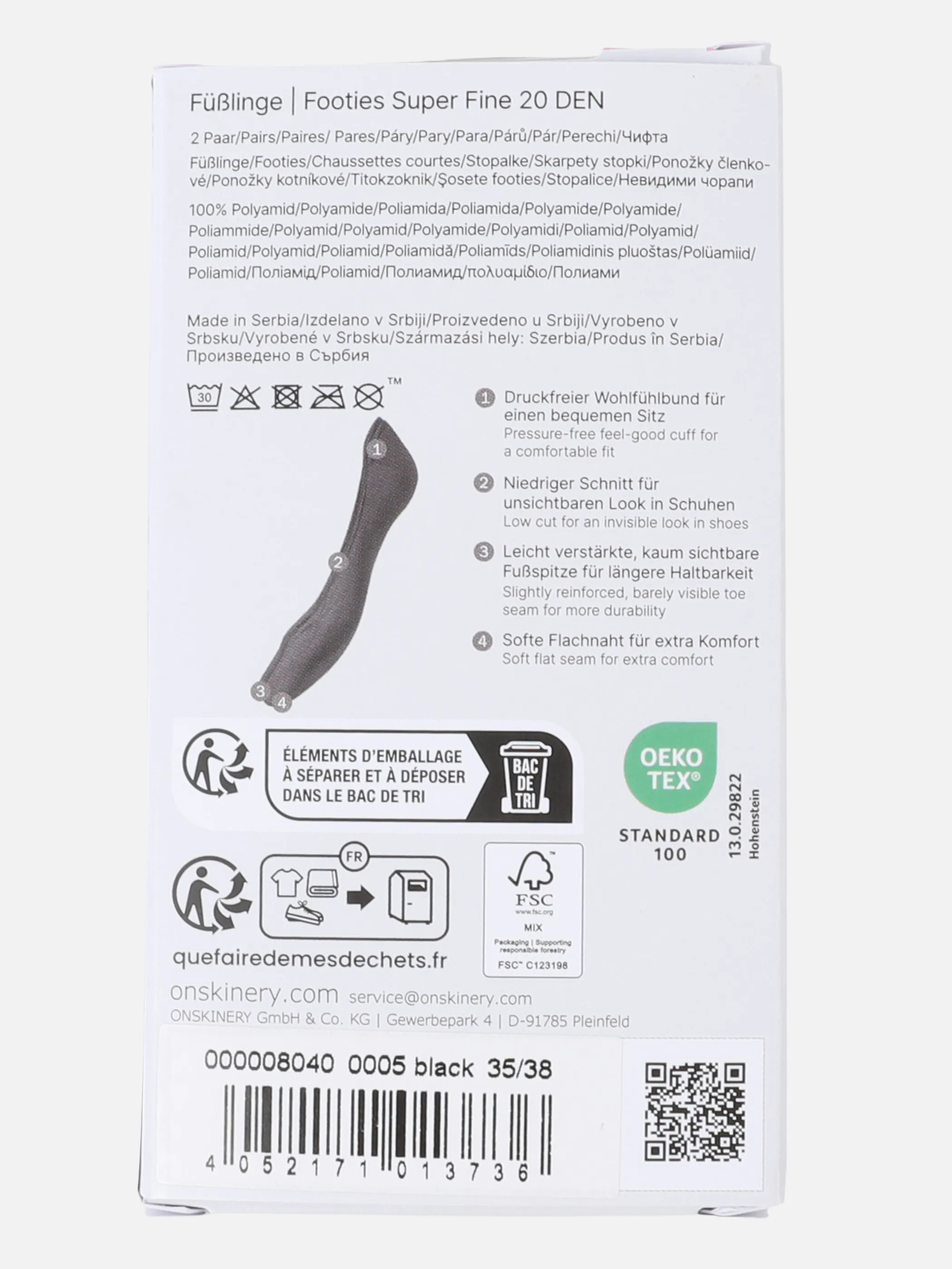 Camano 000008040 Women everyday Footies 20 den 2er PAck Schwarz 932904 0005 2