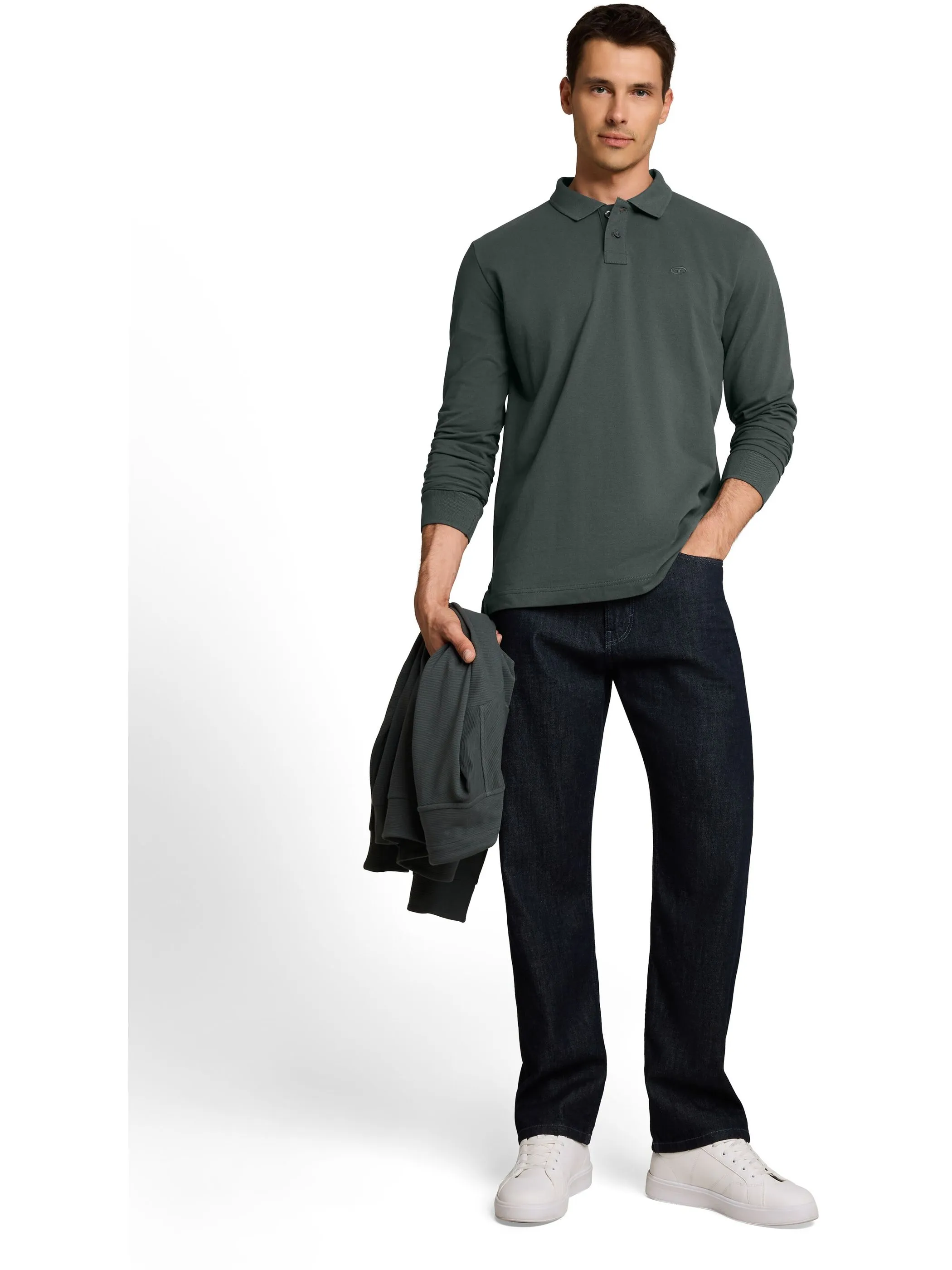 Tom Tailor 1052652 NOS basic longsleeve polo Grün 934239 14406 4