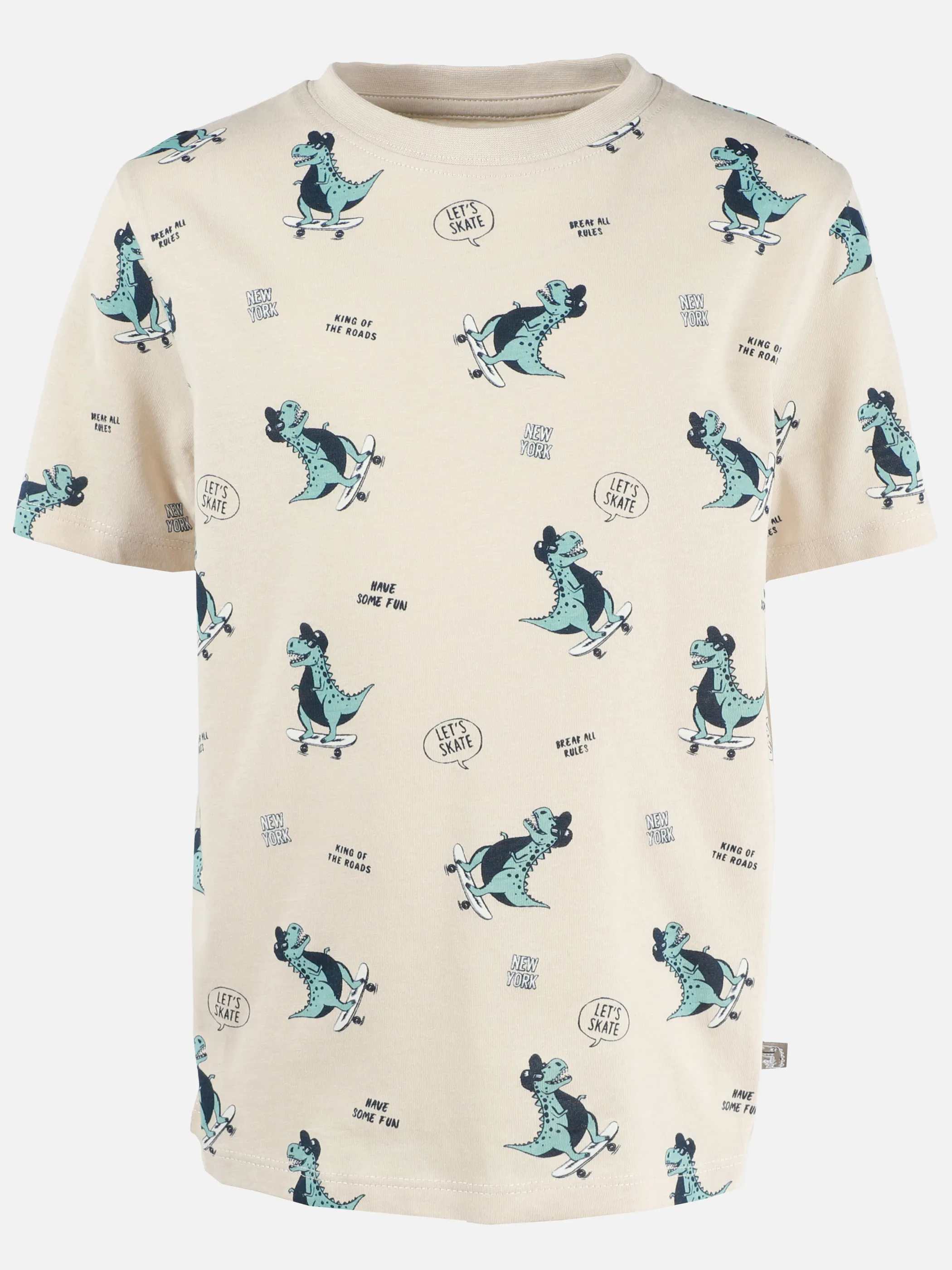 One Way MB T-shirt mit skater dino AOP in beige Beige 922255 BEIGE 1