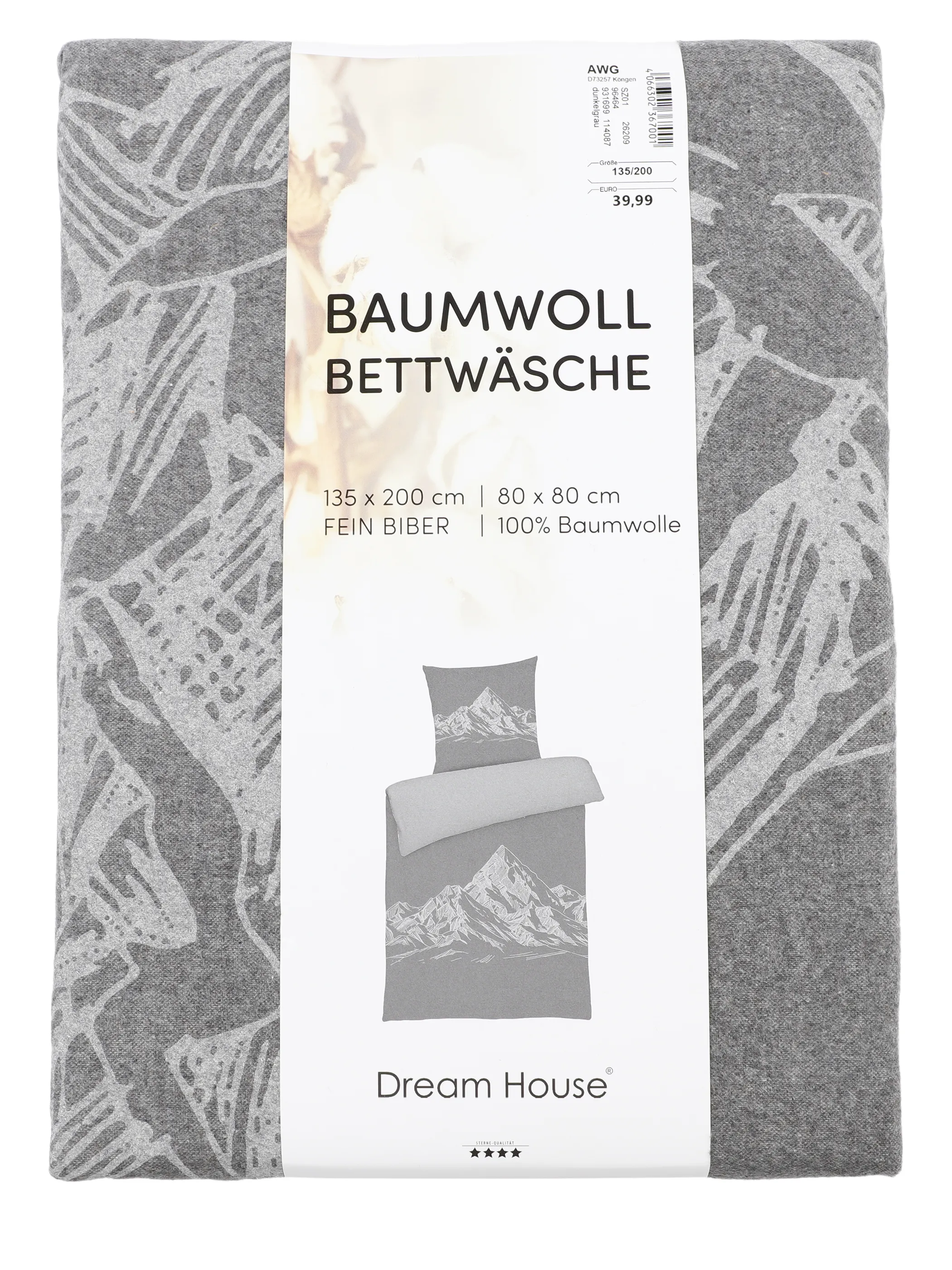 Dream House Wendebettwäsche Berge 135x200 Grau 931699 ANTHRA 2