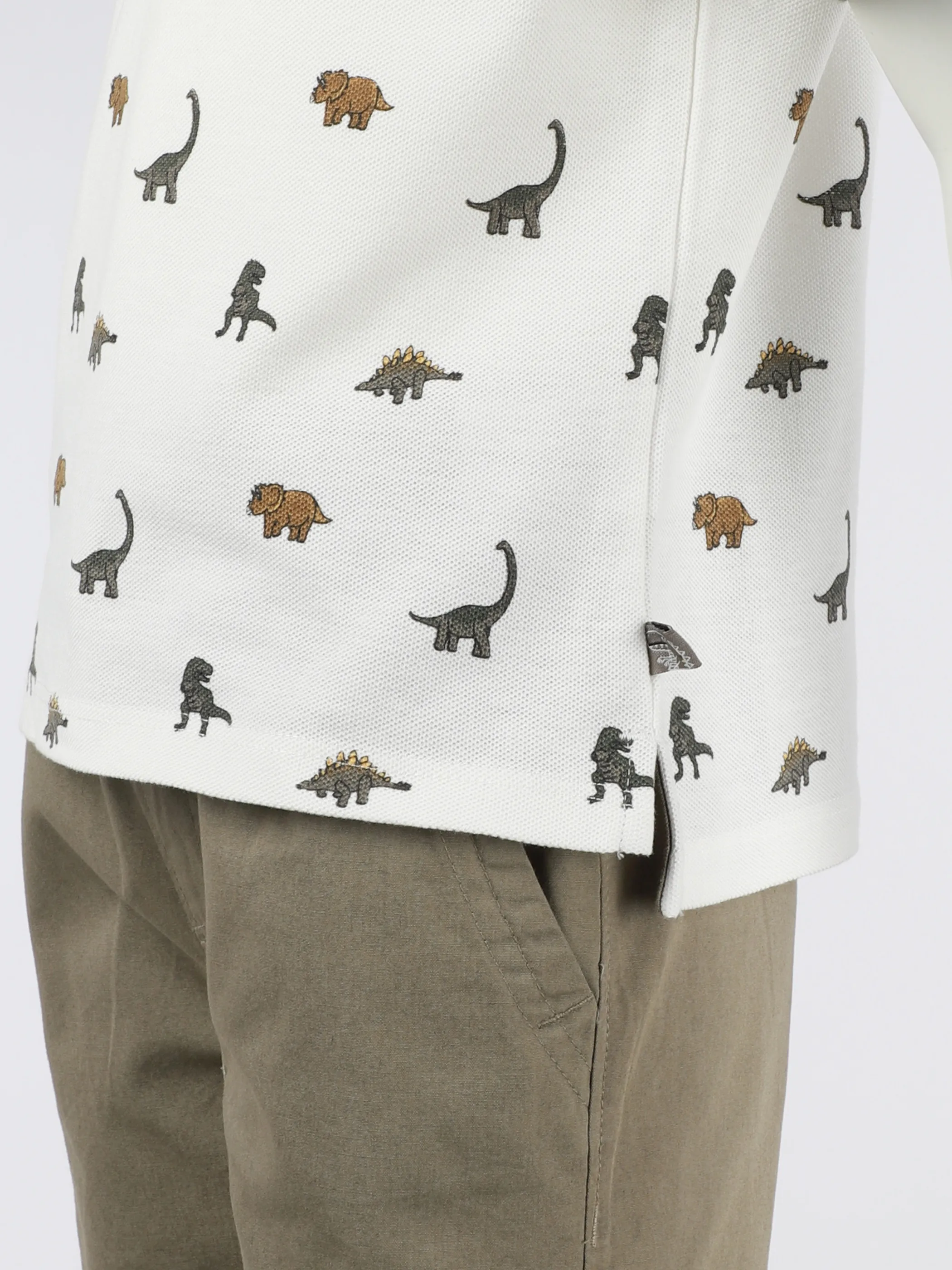 One Way MB 2pcs Set Polo dino aop in weiß+ bemuda in khaki Weiß 923248 WEIß 5