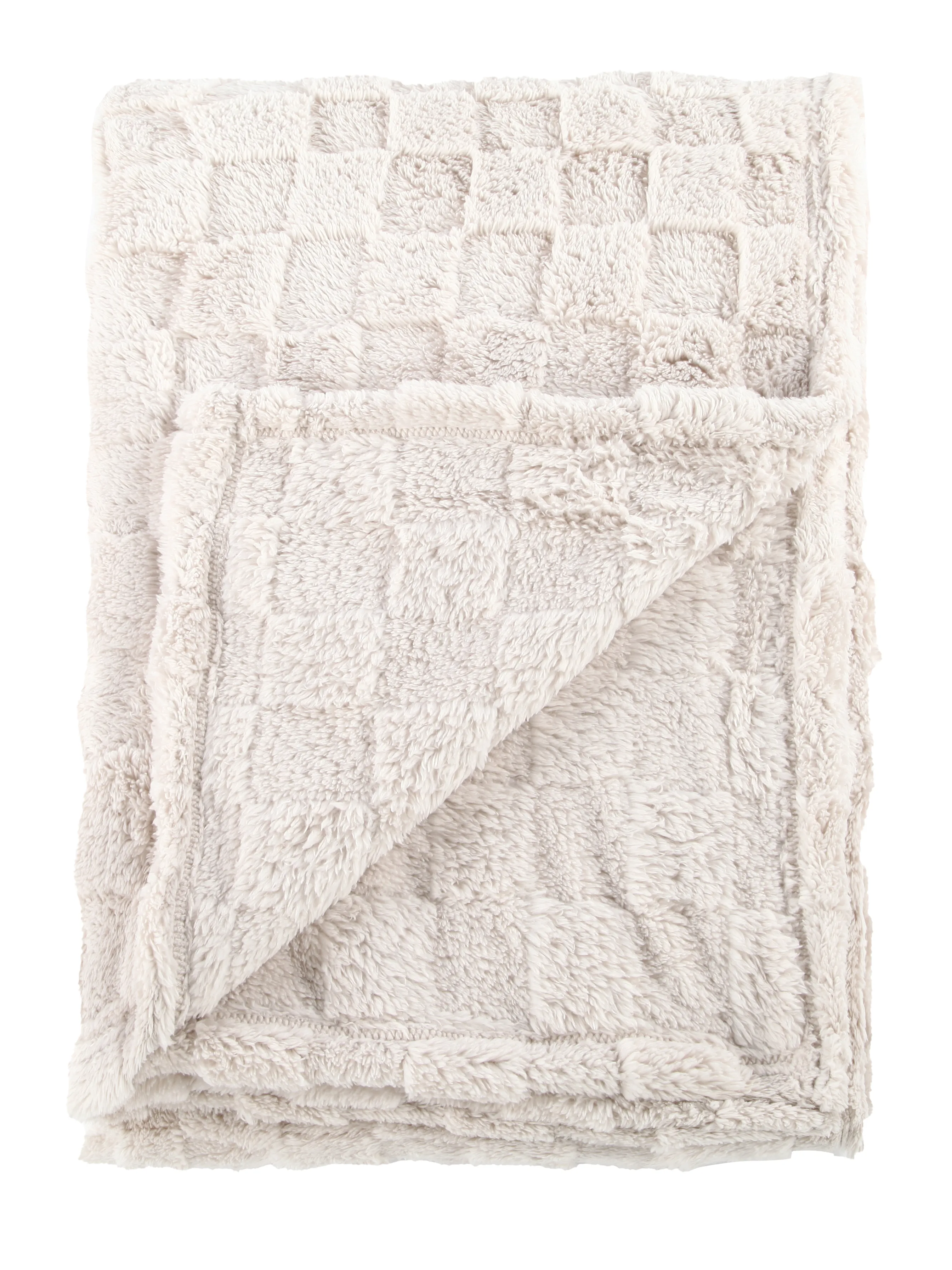Deluxe Sherpa Decke mit Schachbrett-Optik Beige 895962 TAUPE 1