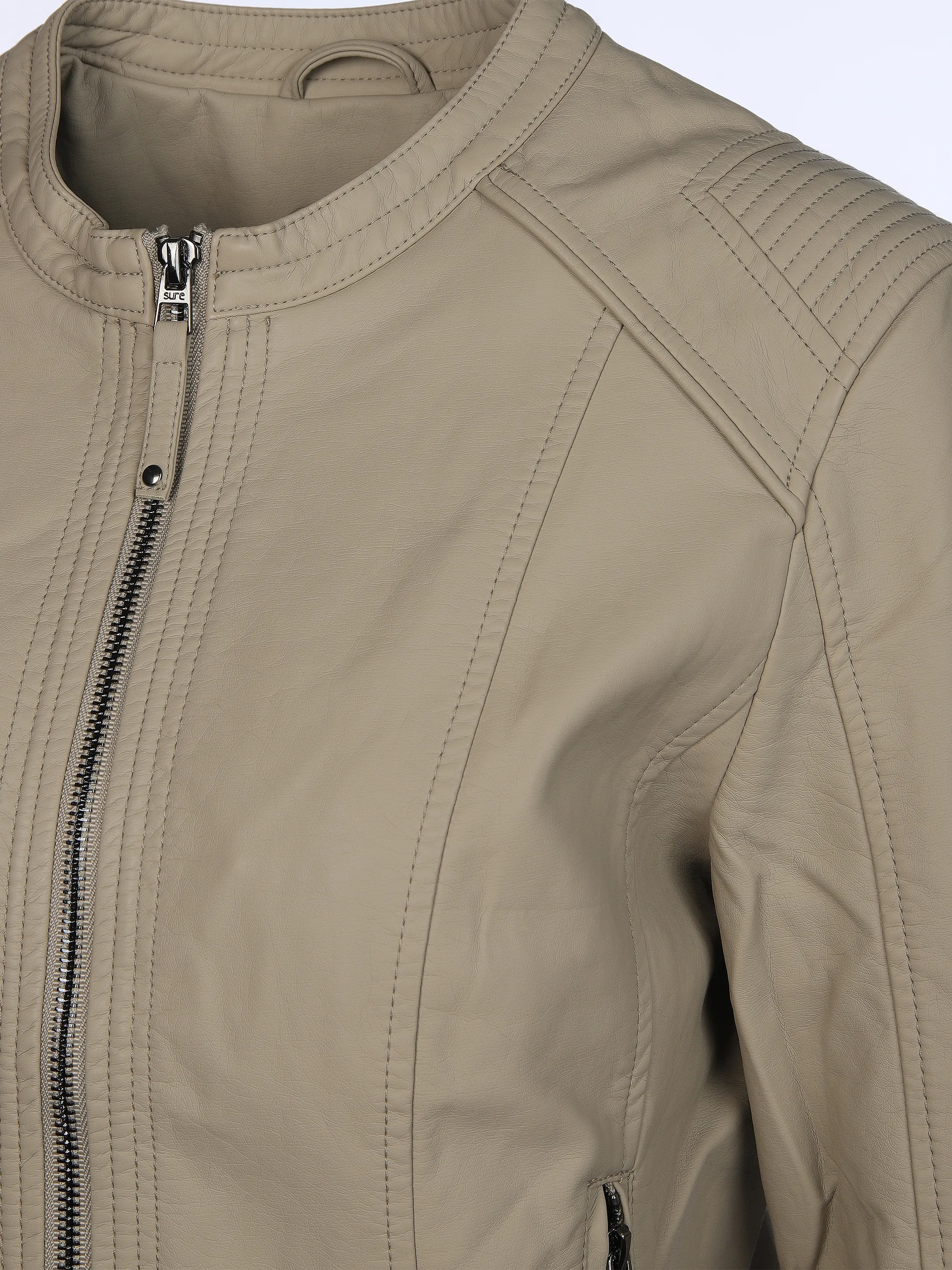 Sure Da-Kunstlederjacke m. Stehkrag Beige 904273 SAND 4