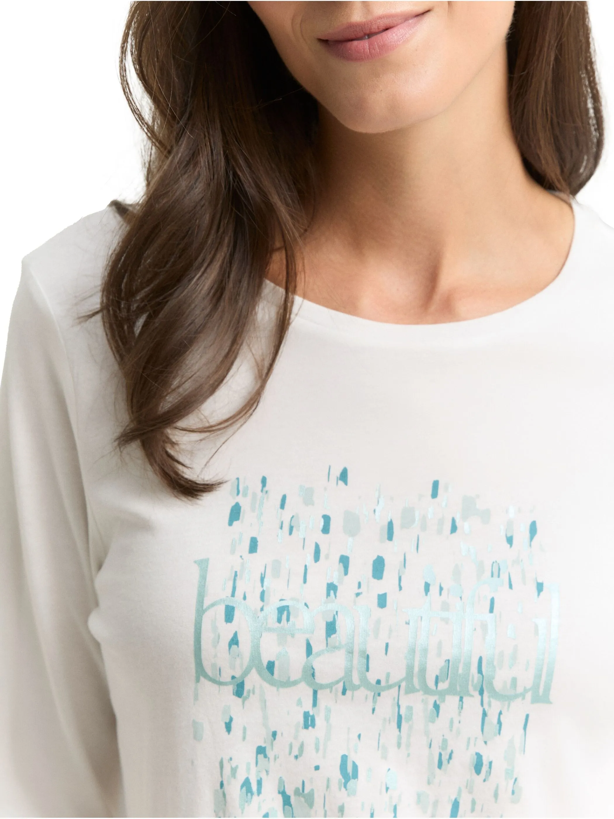 Tom Tailor 1048951 Longsleeve crew neck frontprint Weiß 918873 10315