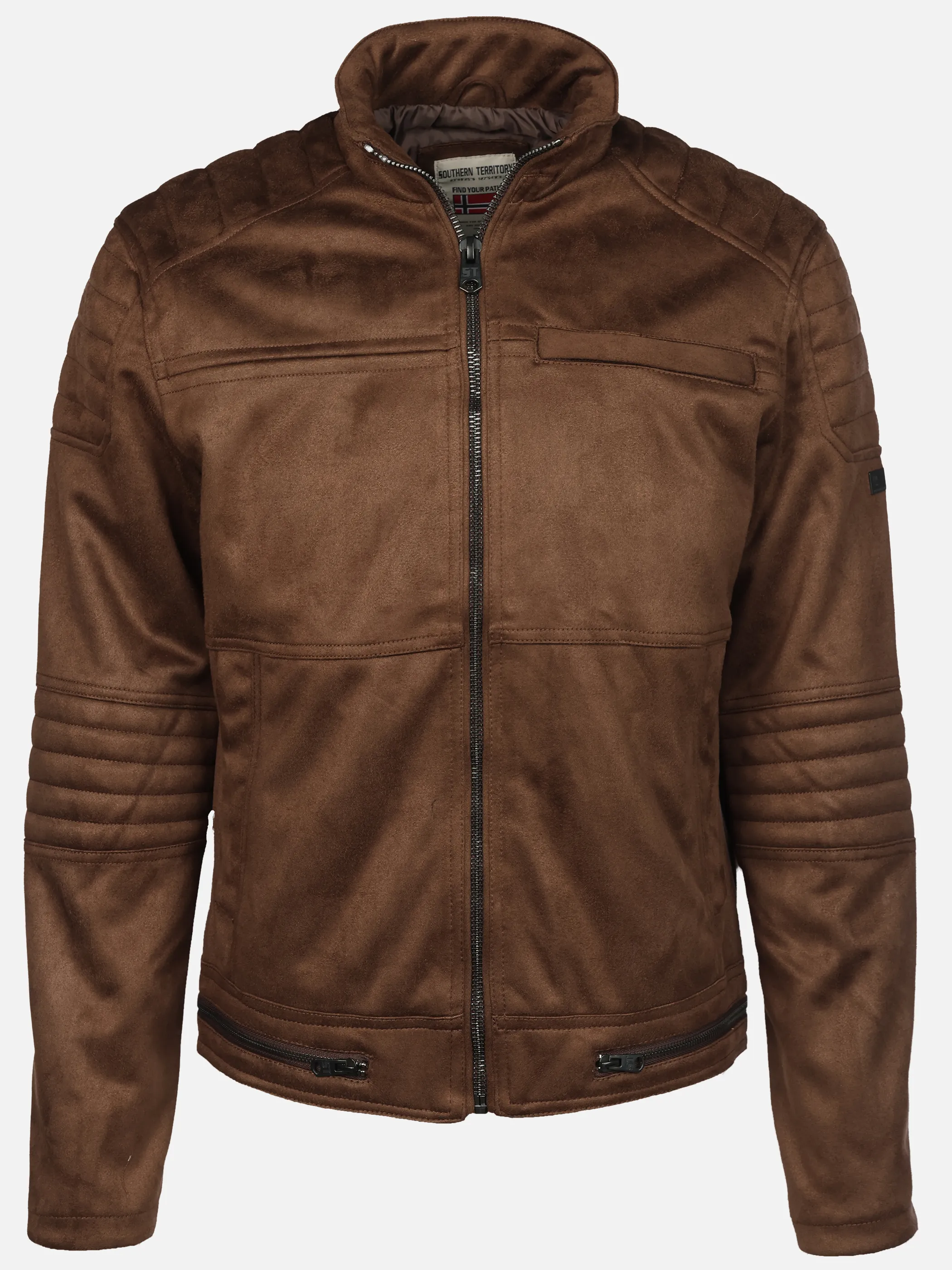 Southern Territory He. Bikerjacke Velour Braun 930747 BROWN 1