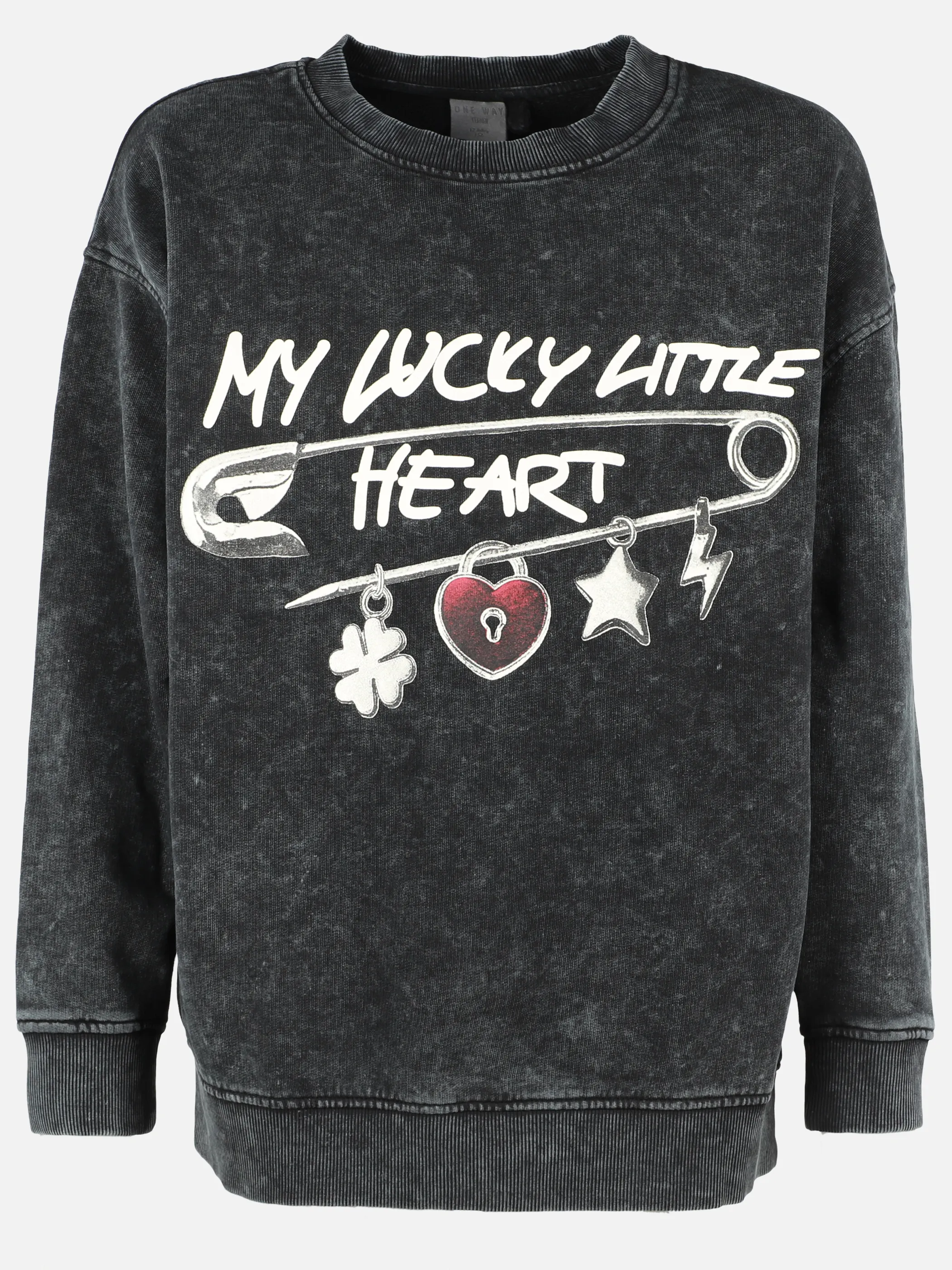 One Way JM Sweasthirt "My lucky little heart" Print Schwarz 931761 SCHWARZ 1