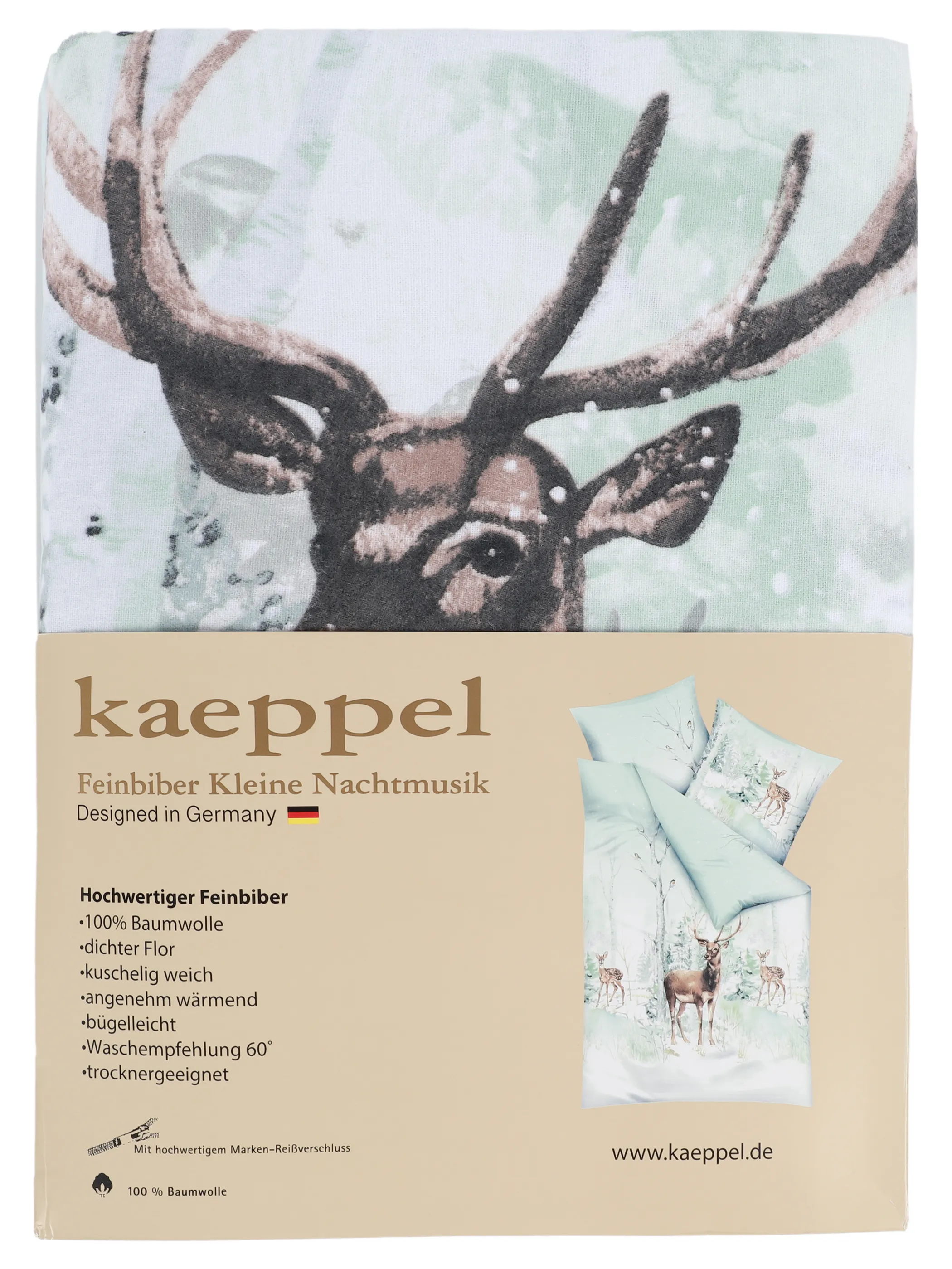 Kaeppel I Biberbettwäsche Peaceful 135x2 Grün 918618 JADE 2