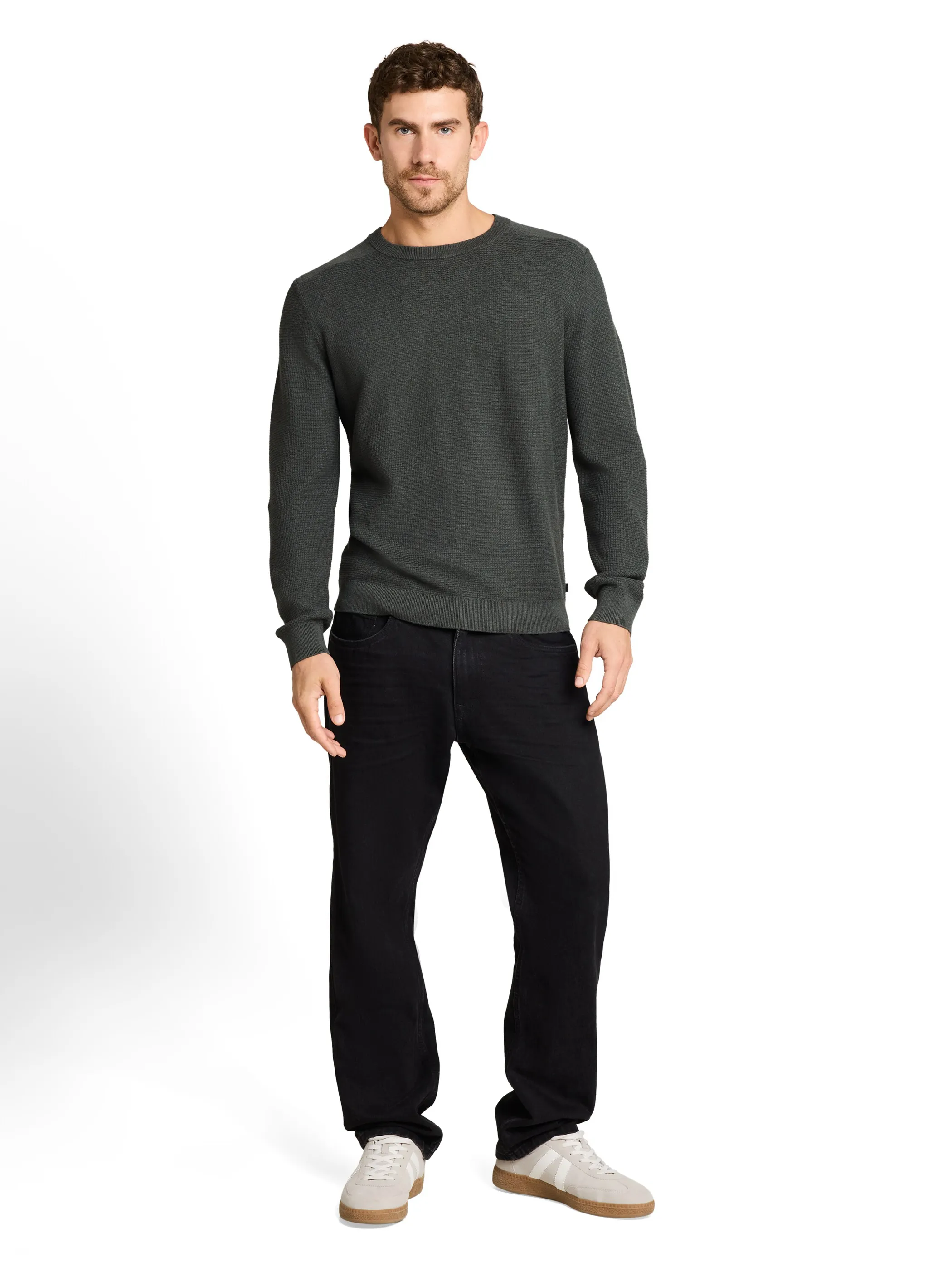 Tom Tailor 1052206 NOS structured crew neck knit Grün 934243 40543 1