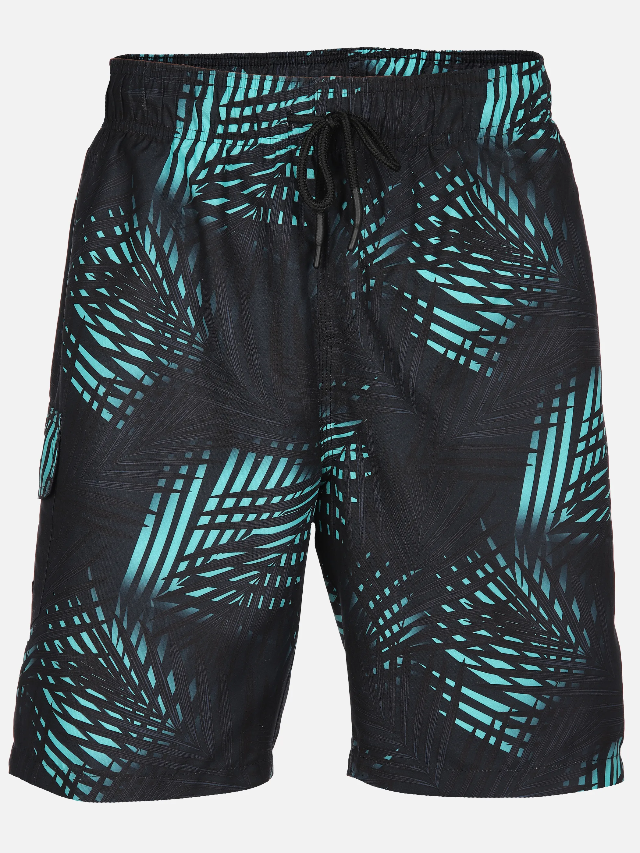 Grinario Sports He-Badeshorts, AOP Schwarz 891009 BL/PALM 1