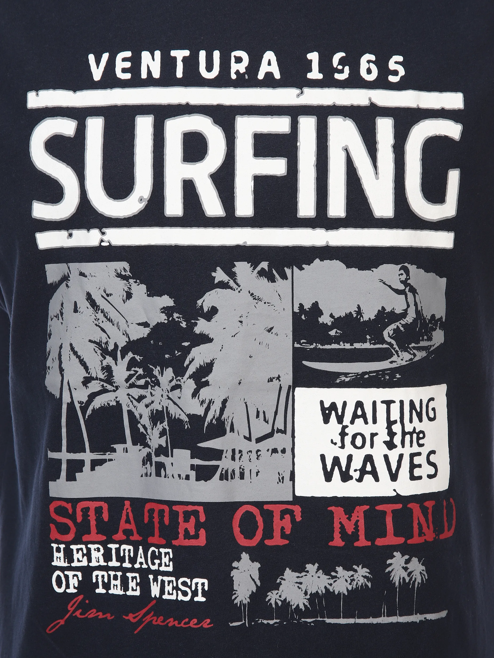 Jim Spencer He. Muscleshirt Druck peach Blau 894404 NAVY 3