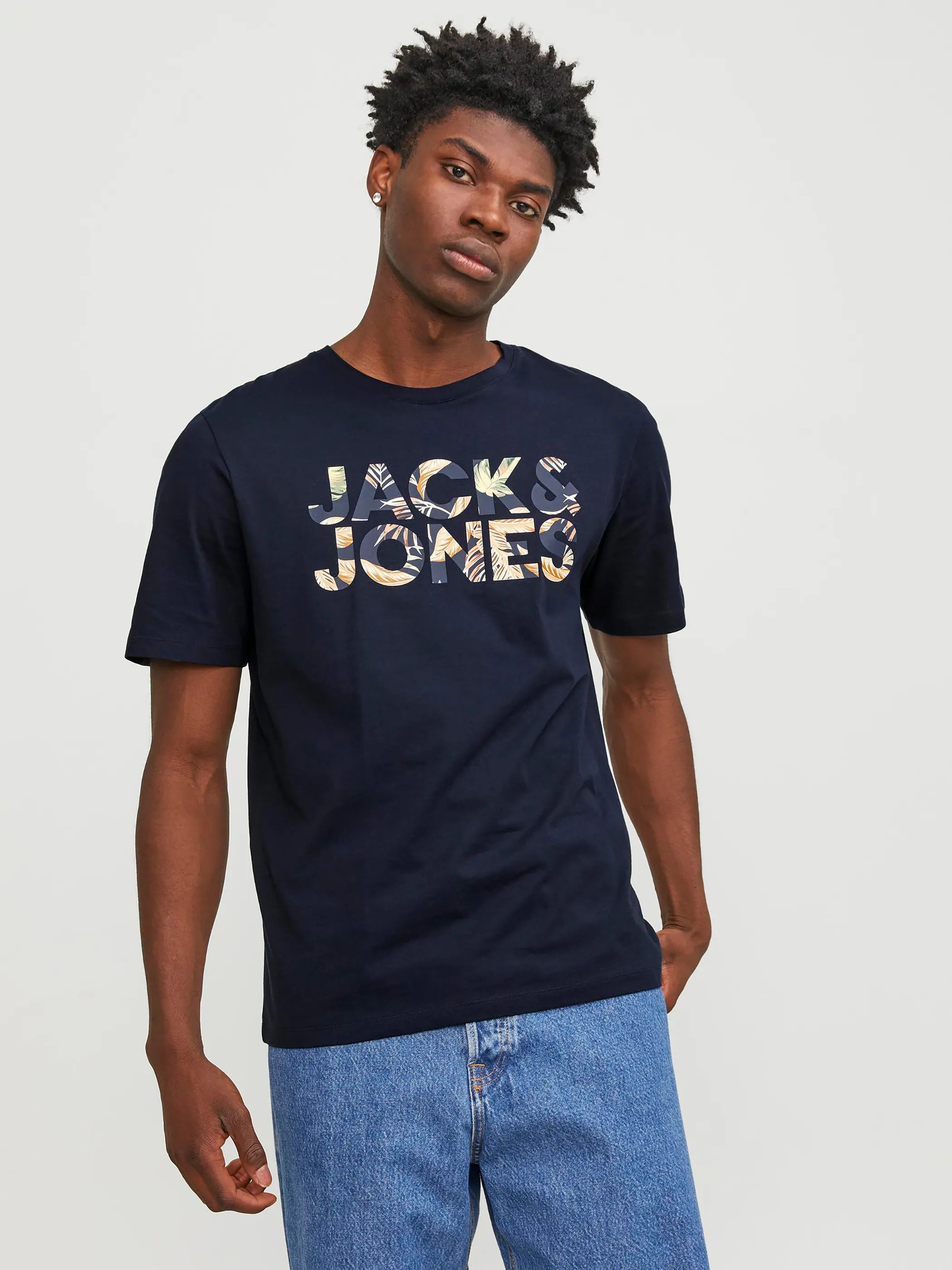 Jack Jones 12250683 JJEJEFF CORP LOGO TEE Marine 887731 175876001 3