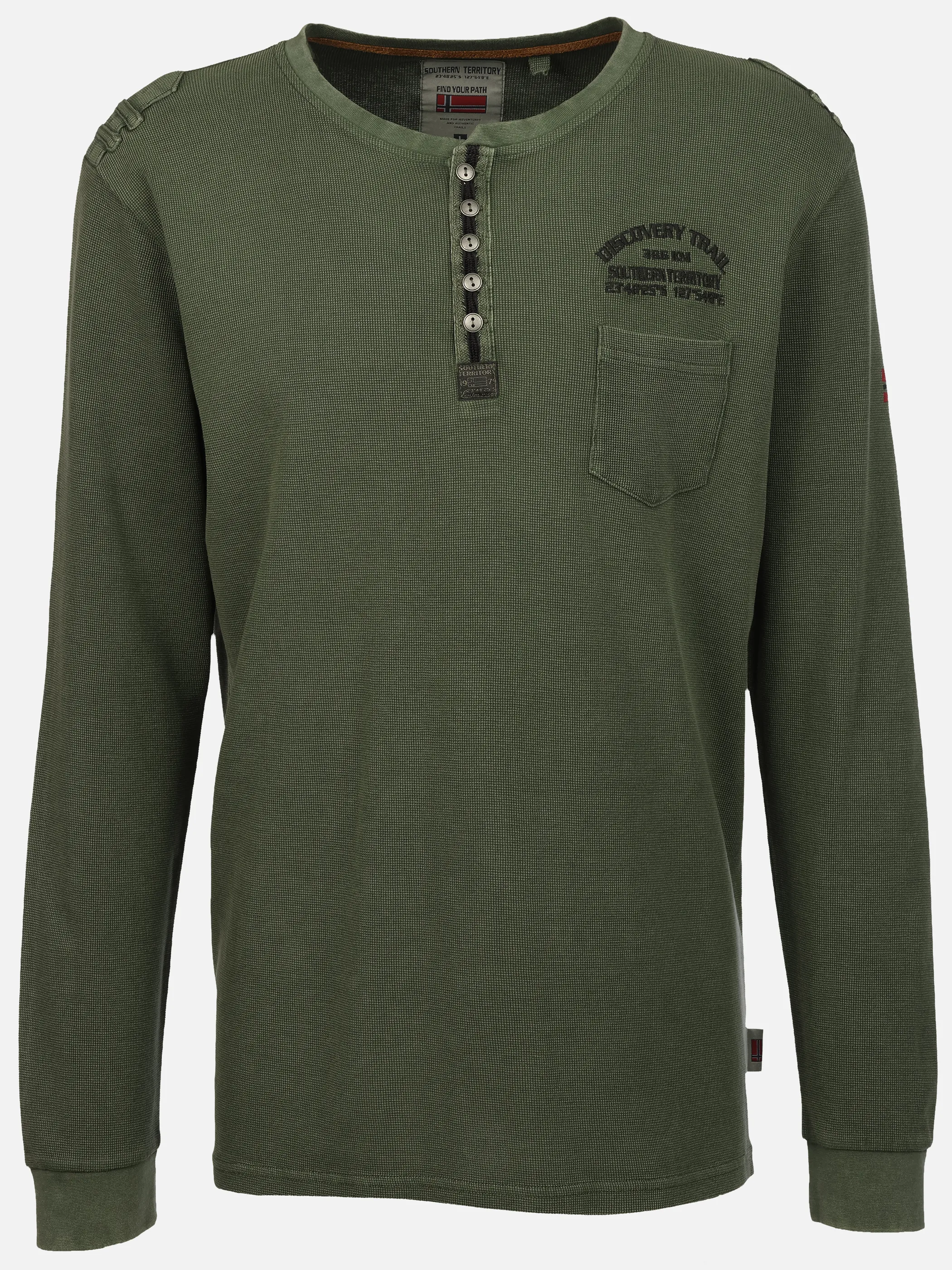 Southern Territory He. Henleyshirt 1/1 Arm waffle Oliv 929629 OLIVE 1