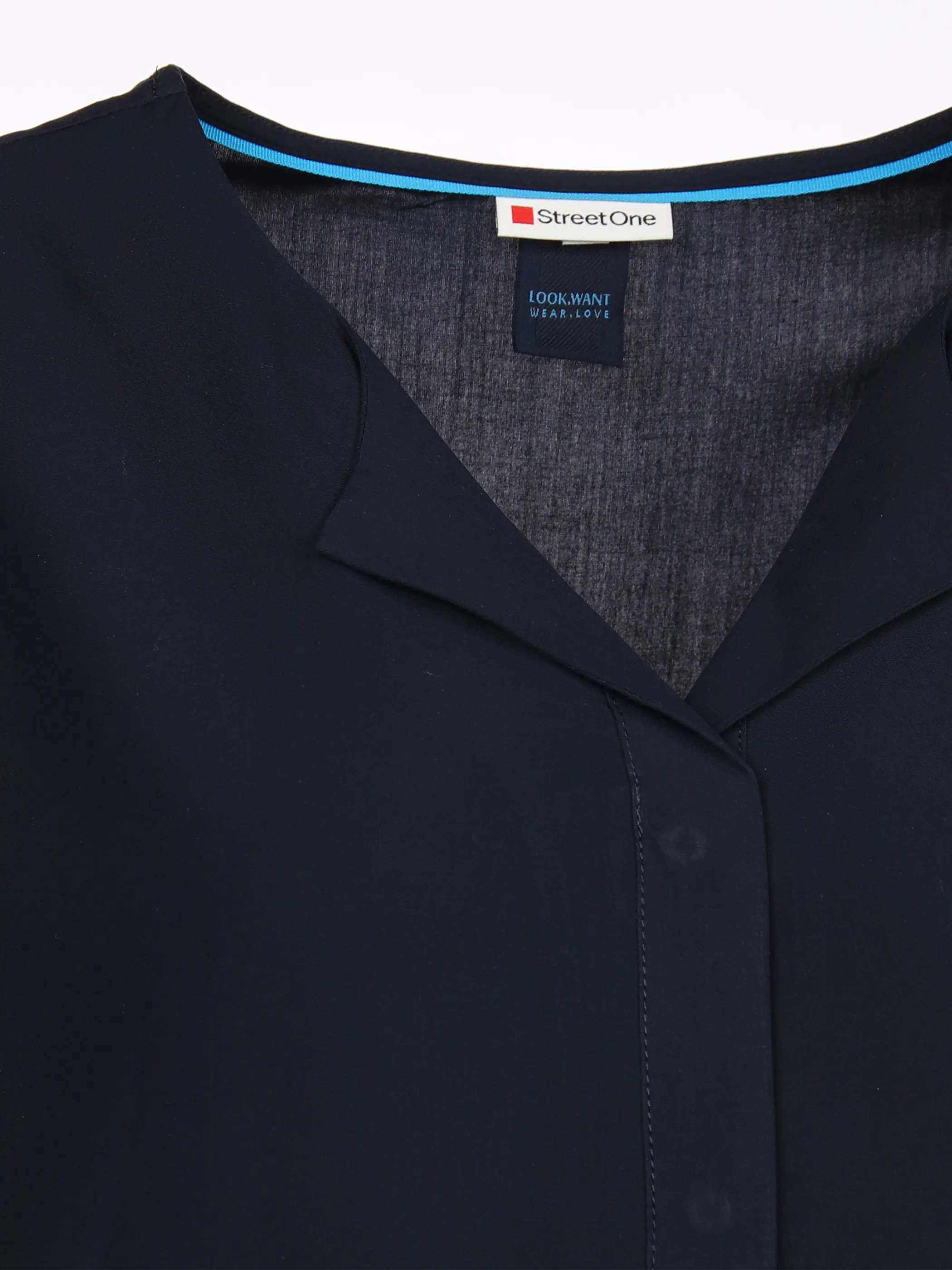 Street One A343910 QR Solid blouse w flap placket Blau 882163 11238 3 Street One A343910 QR Solid blouse w flap placket Blau 882163 11238 3