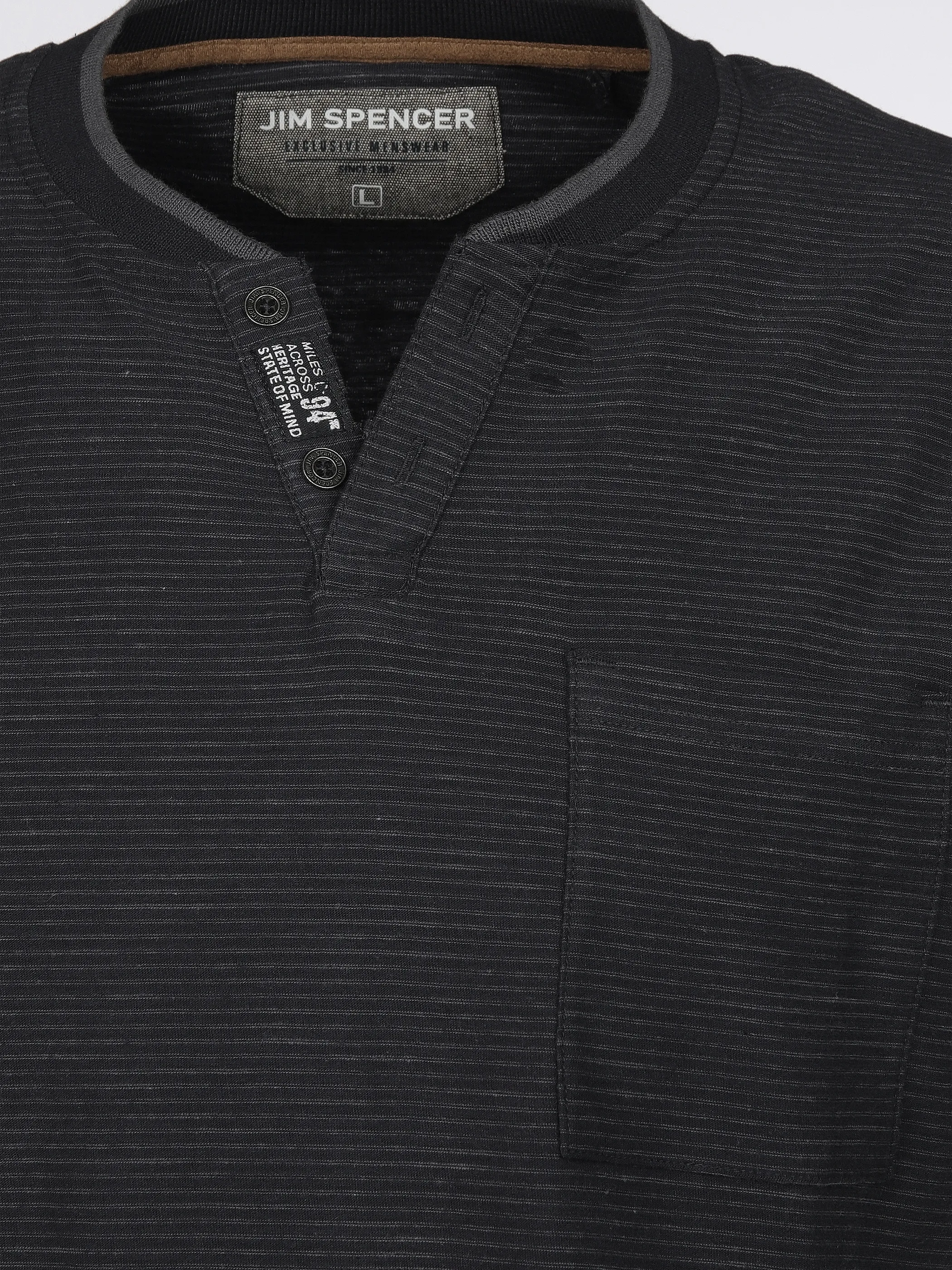 Jim Spencer He. Henleyshirt 1/2 Arm grindle Schwarz 910917 BLACK 3