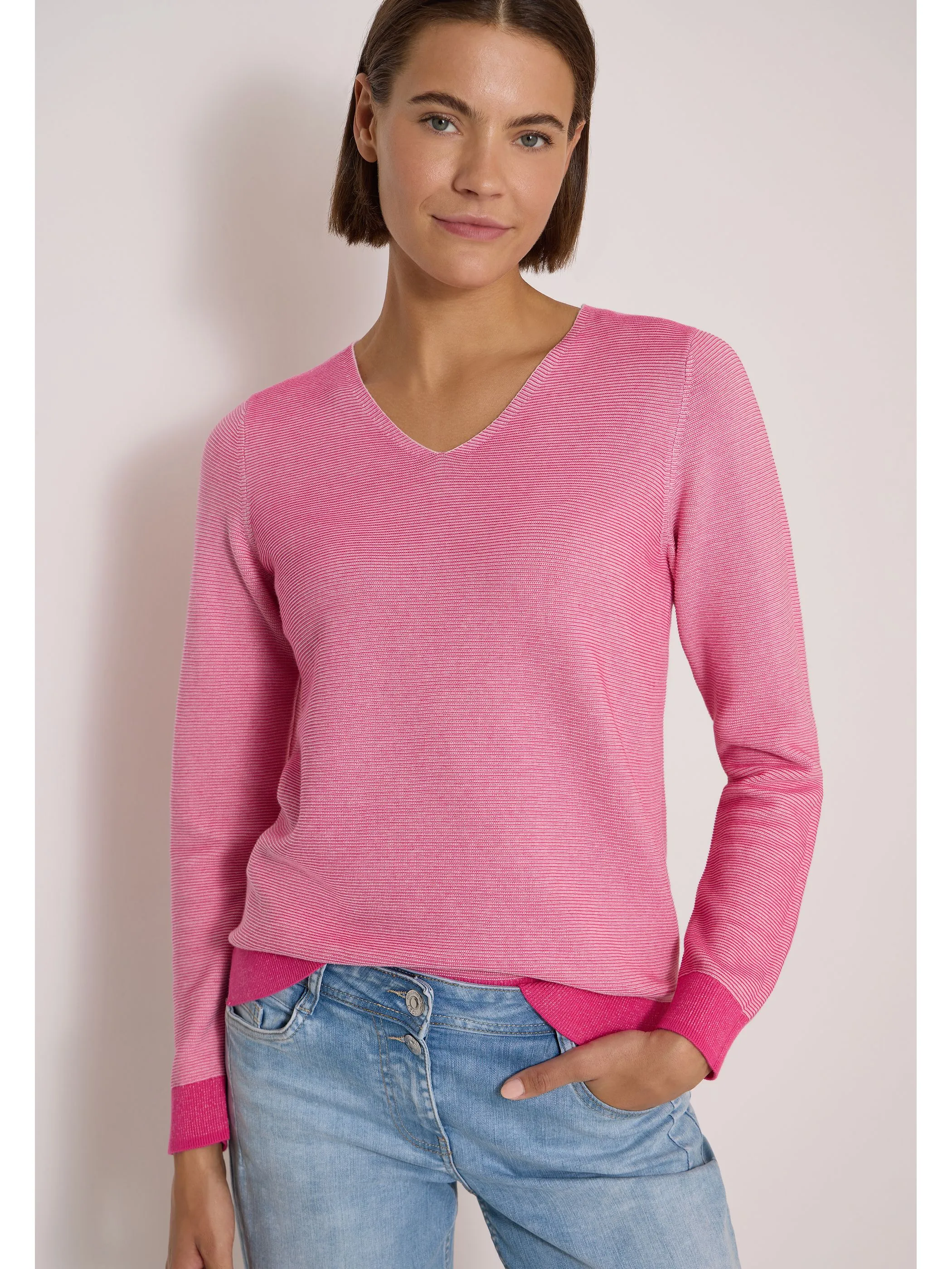 Cecil B303979 NOS 2-Tone V-Neck Rosa 932614 27839 1