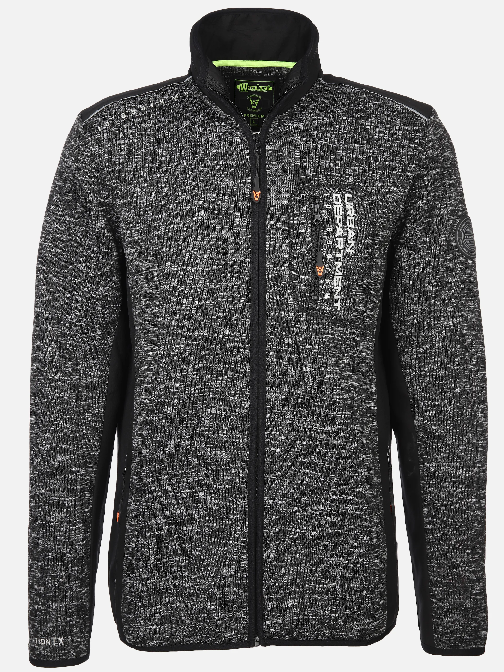 Worker He. Strickfleecejacke neon Schwarz 867036 BLACK MEL 1 Worker He. Strickfleecejacke neon Schwarz 867036 BLACK MEL 1