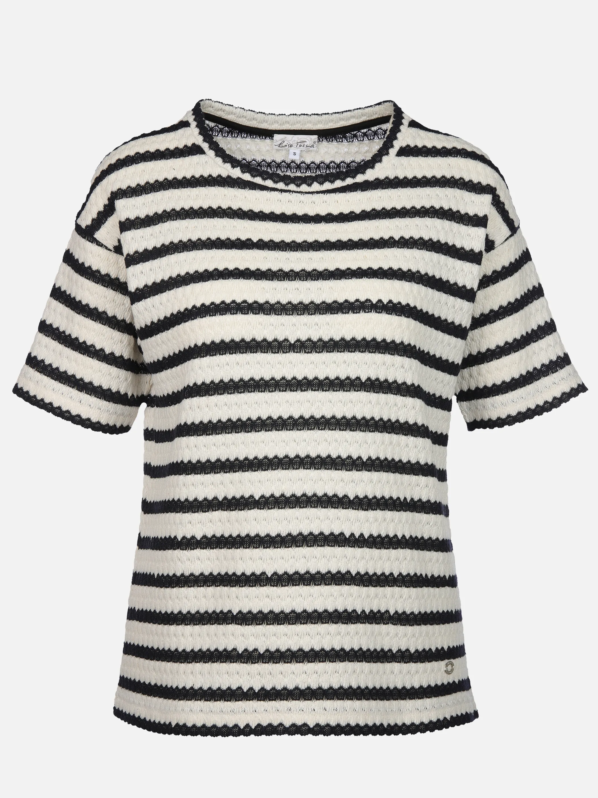 Lisa Tossa Da-Struktur-T-Shirt gestreift Schwarz 907271 SW 1