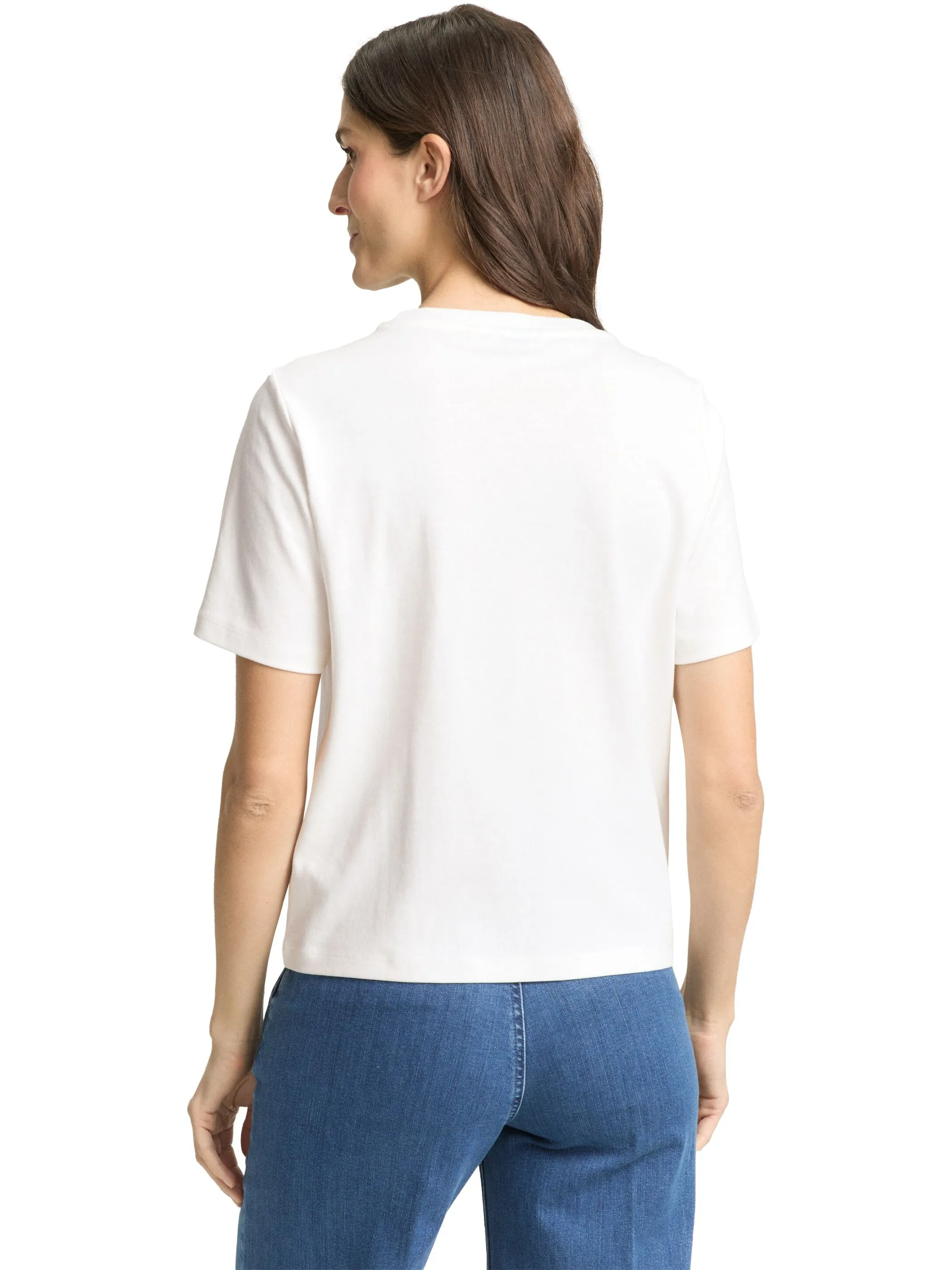 Tom Tailor 1050426 NOS T-shirt boxy crew neck with print Weiß 921974 10332 2