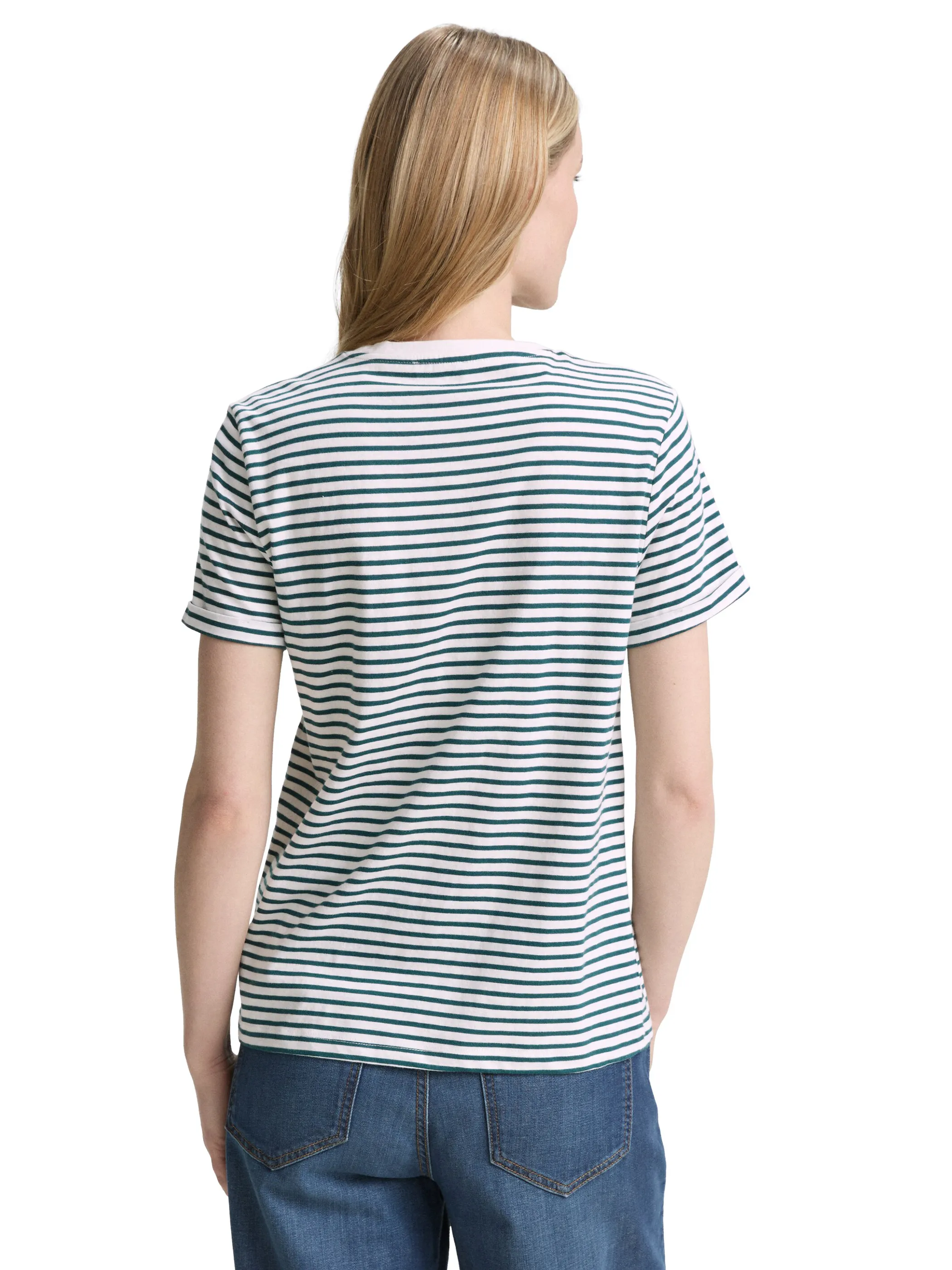 Tom Tailor 1046440 T-shirt stripe crew neck Grün 910039 38150 2