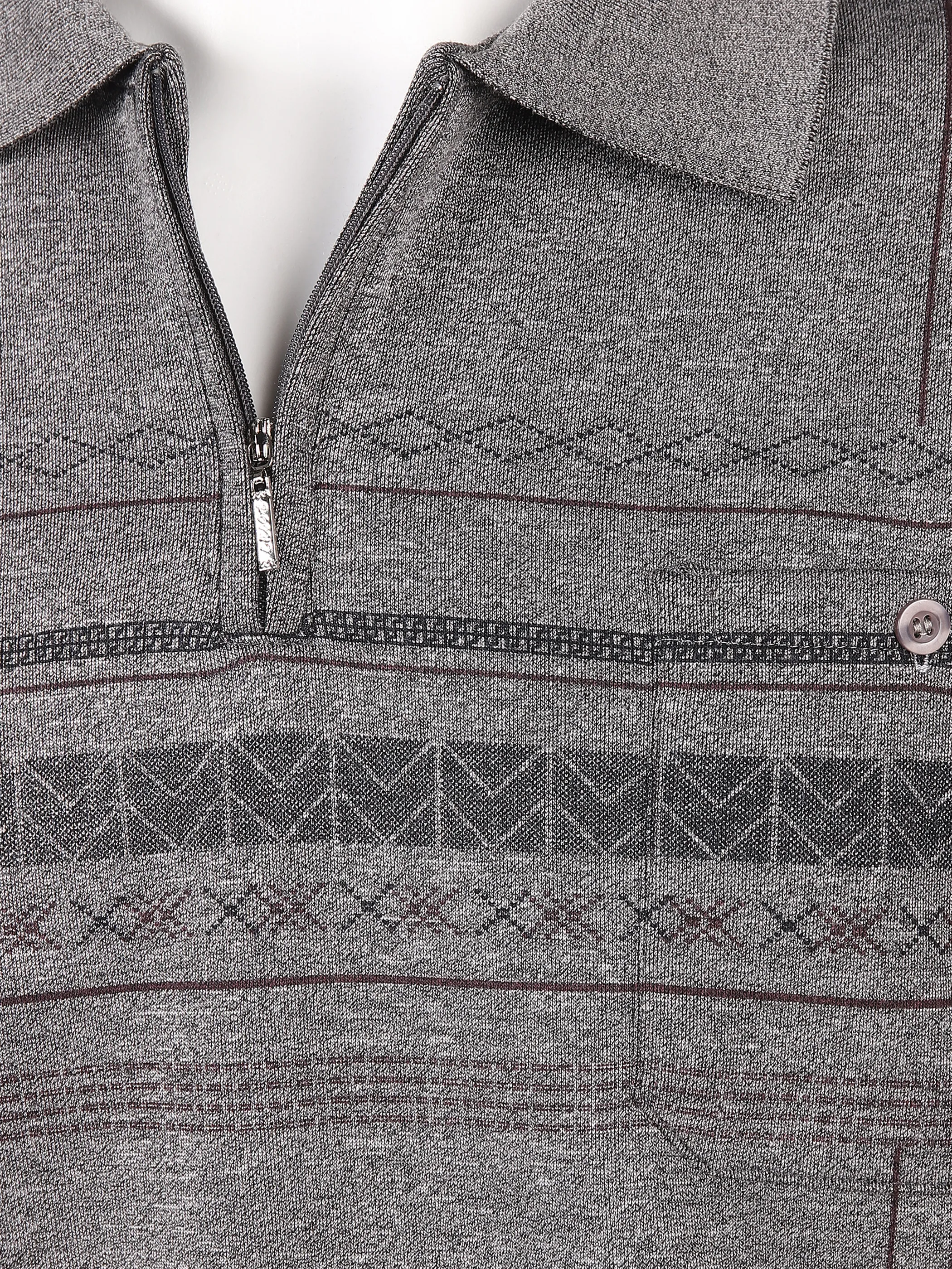 He. Polosweat 1/1 Arm melange Grau 823221 DK GREY 3
