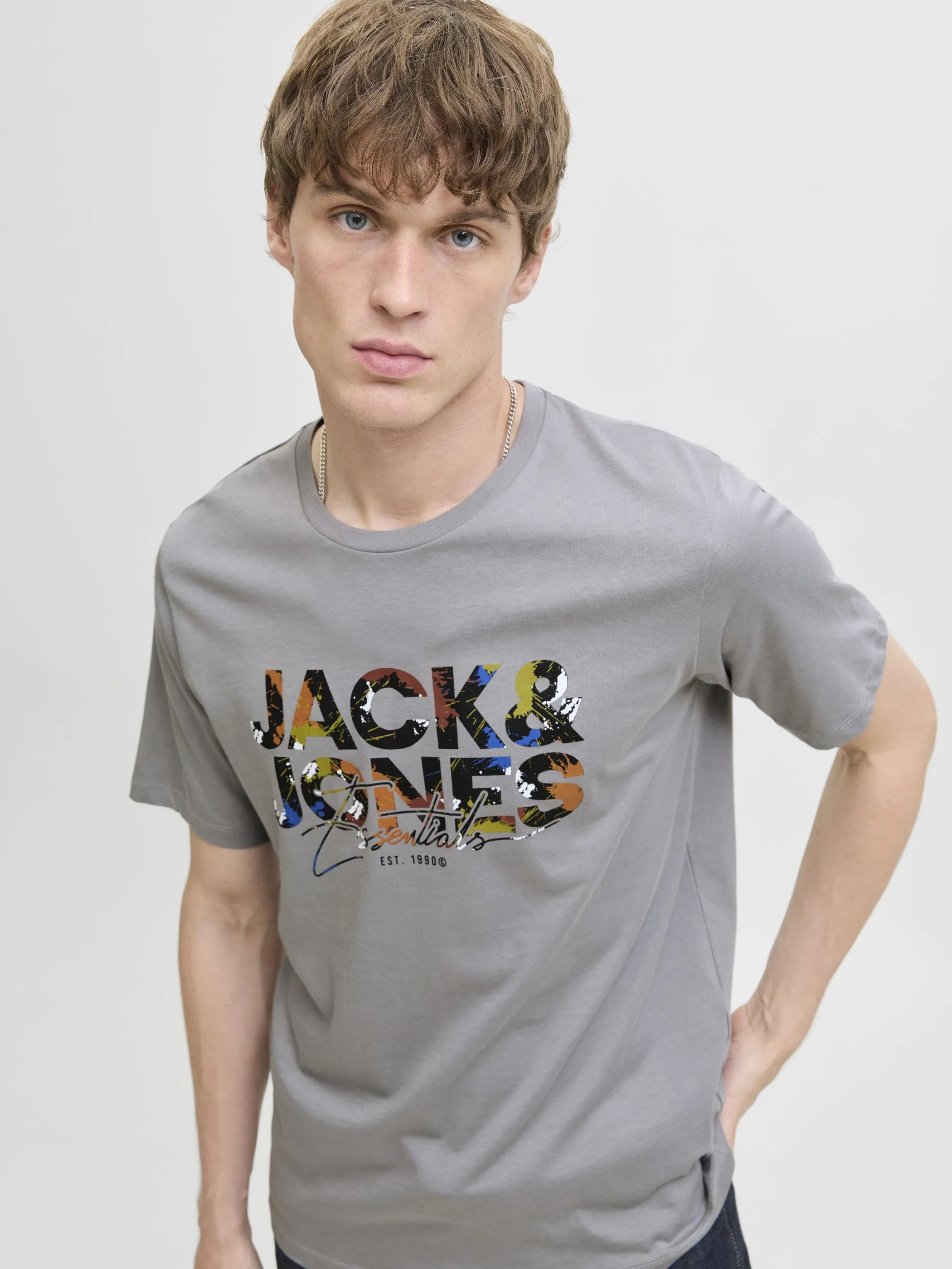 Jack Jones 12278523 JJGEPLAS TEE SS CREW Grau 913158 278262