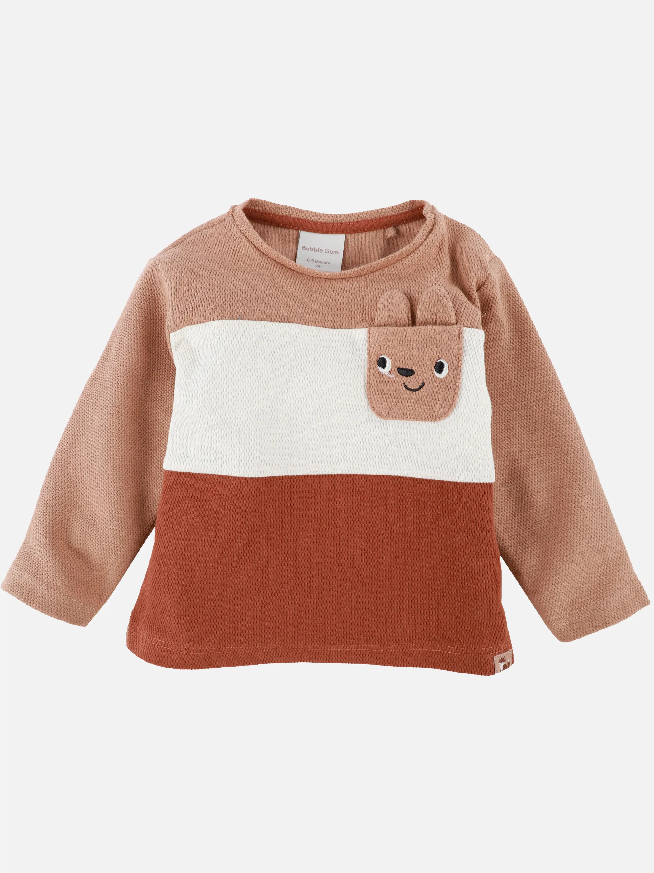 Bubble Gum BJ Longsleeve mit Hasen Tasche in braun/grau Braun 913595 BRAUN 1