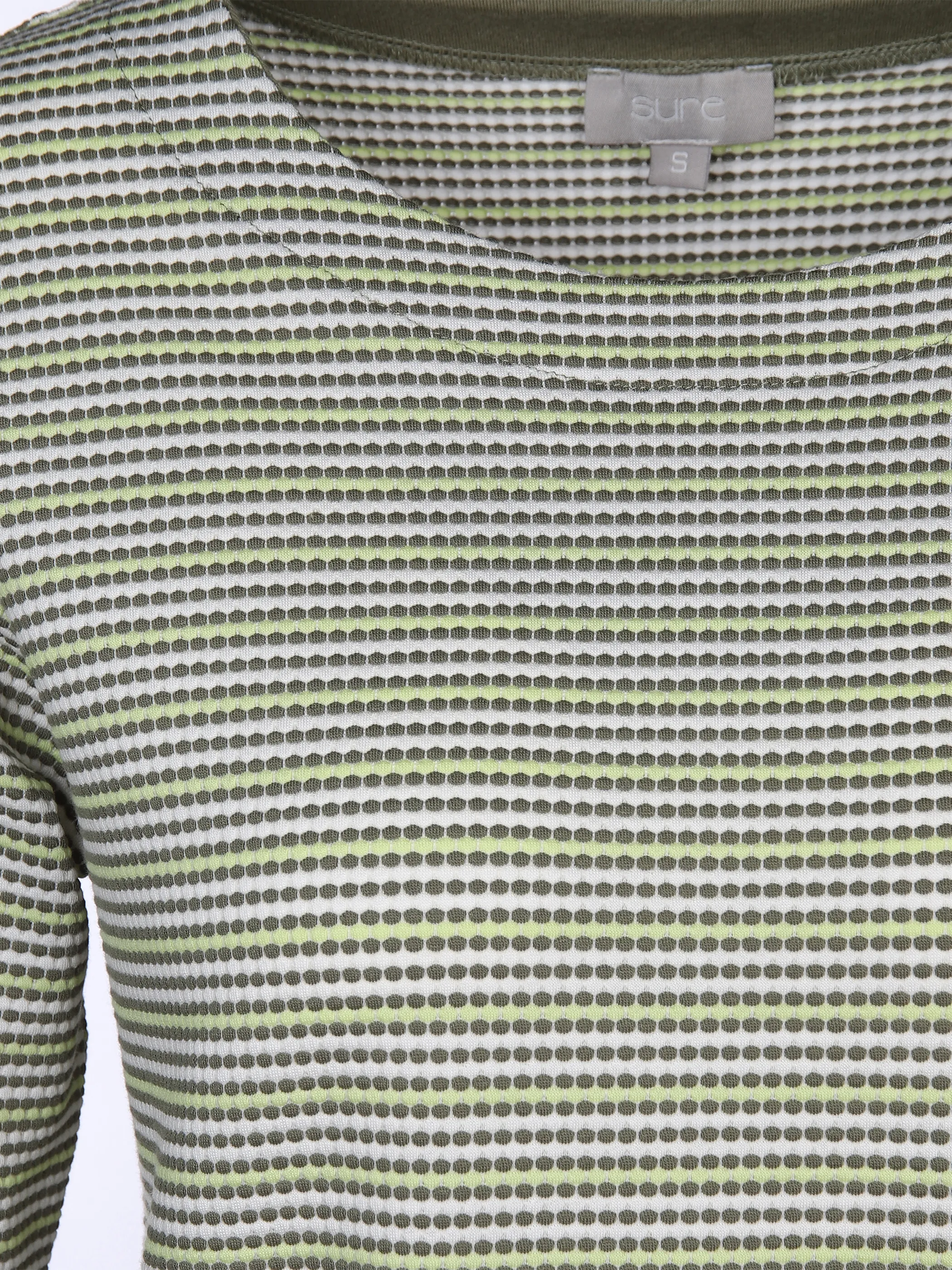 Sure Da-Wabenjaquardshirt m. Streifen Grün 872838 KHAKI/OFFW 3 Sure Da-Wabenjaquardshirt m. Streifen Grün 872838 KHAKI/OFFW 3