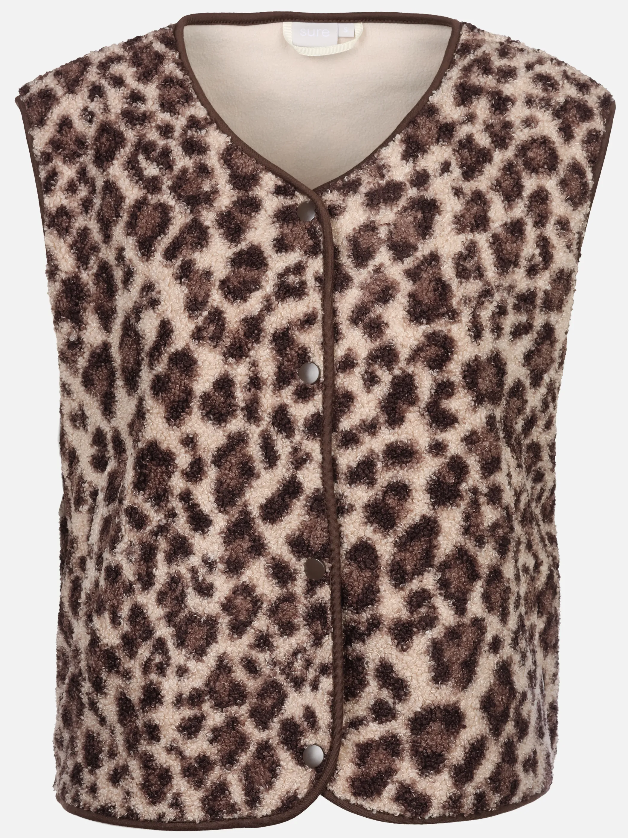 Sure Da. Teddy Fleece Weste m. Leoprint Weiß 928446 STAR WHITE 1