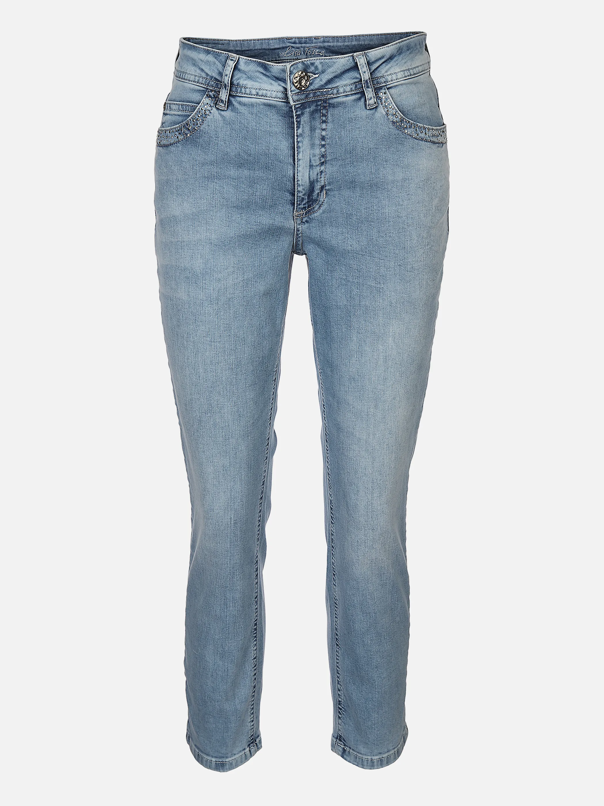Lisa Tossa Da-Jeans slimfit Hana m.Strass Blau 880223 MITTELBLAU 1