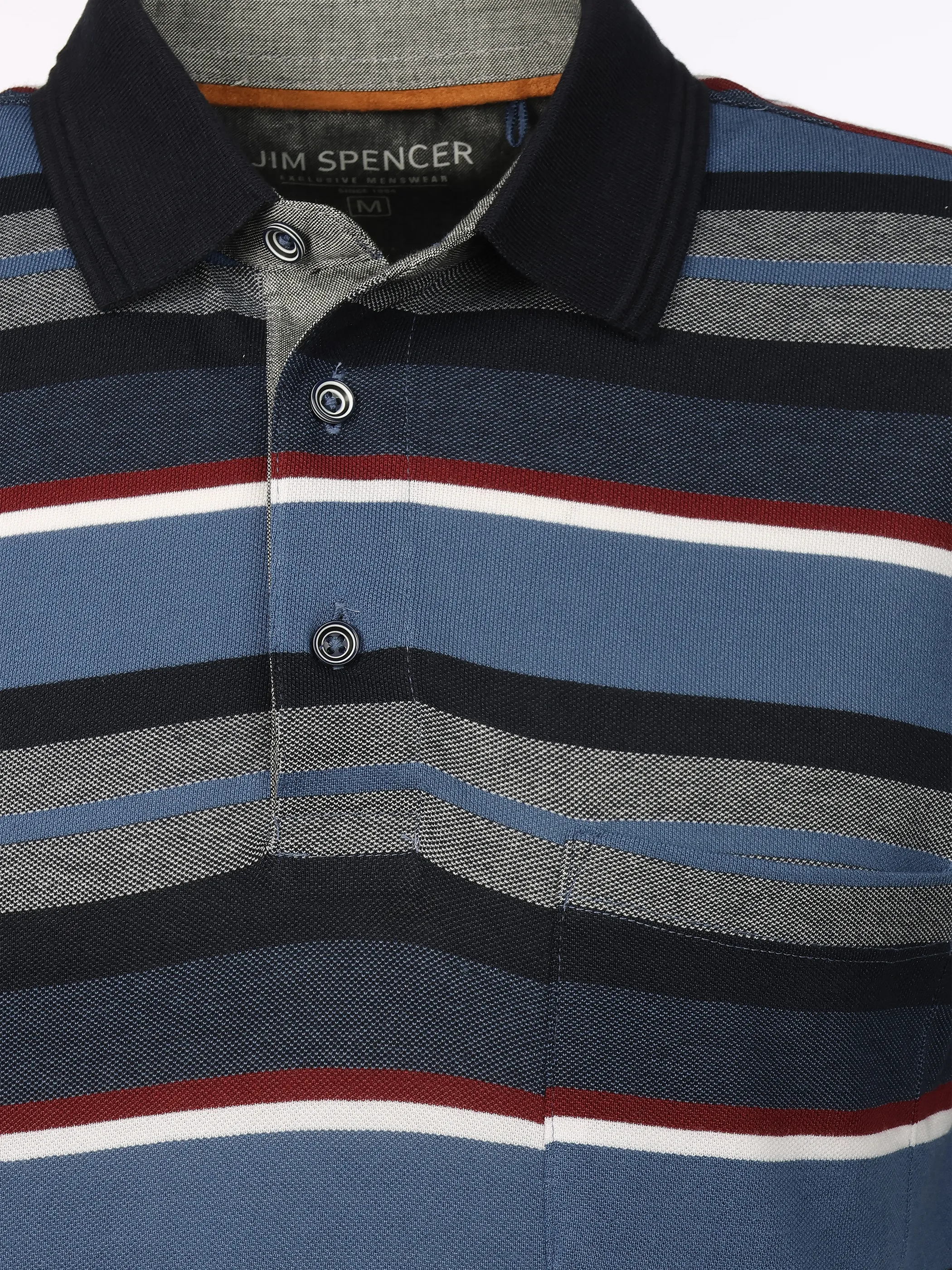 Jim Spencer He. Poloshirt 1/2 Arm Ringel Blau 922251 NAVY 3