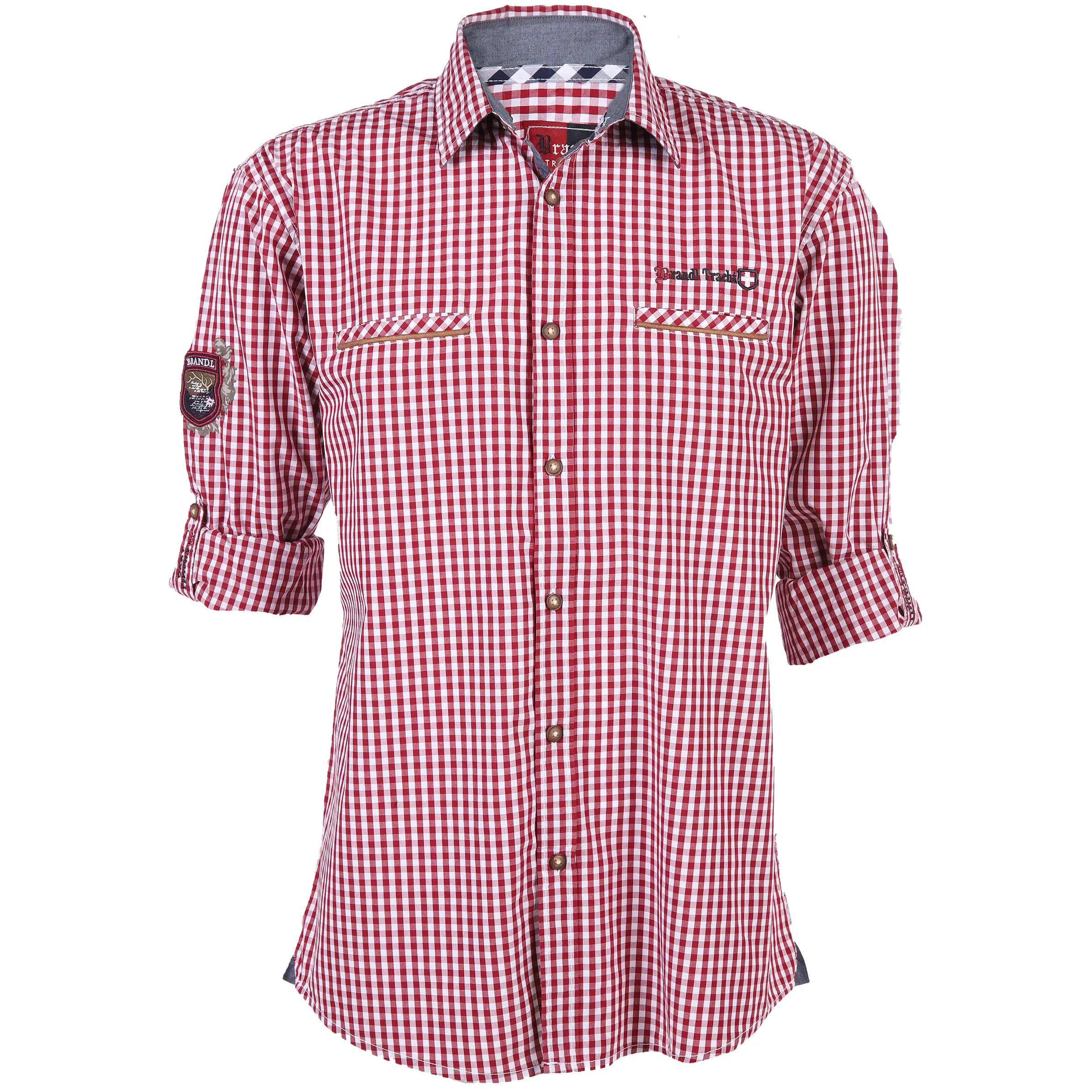Brandl Tracht He. Trachtenhemd 1/1 Arm weste Rot 821410 RED 1