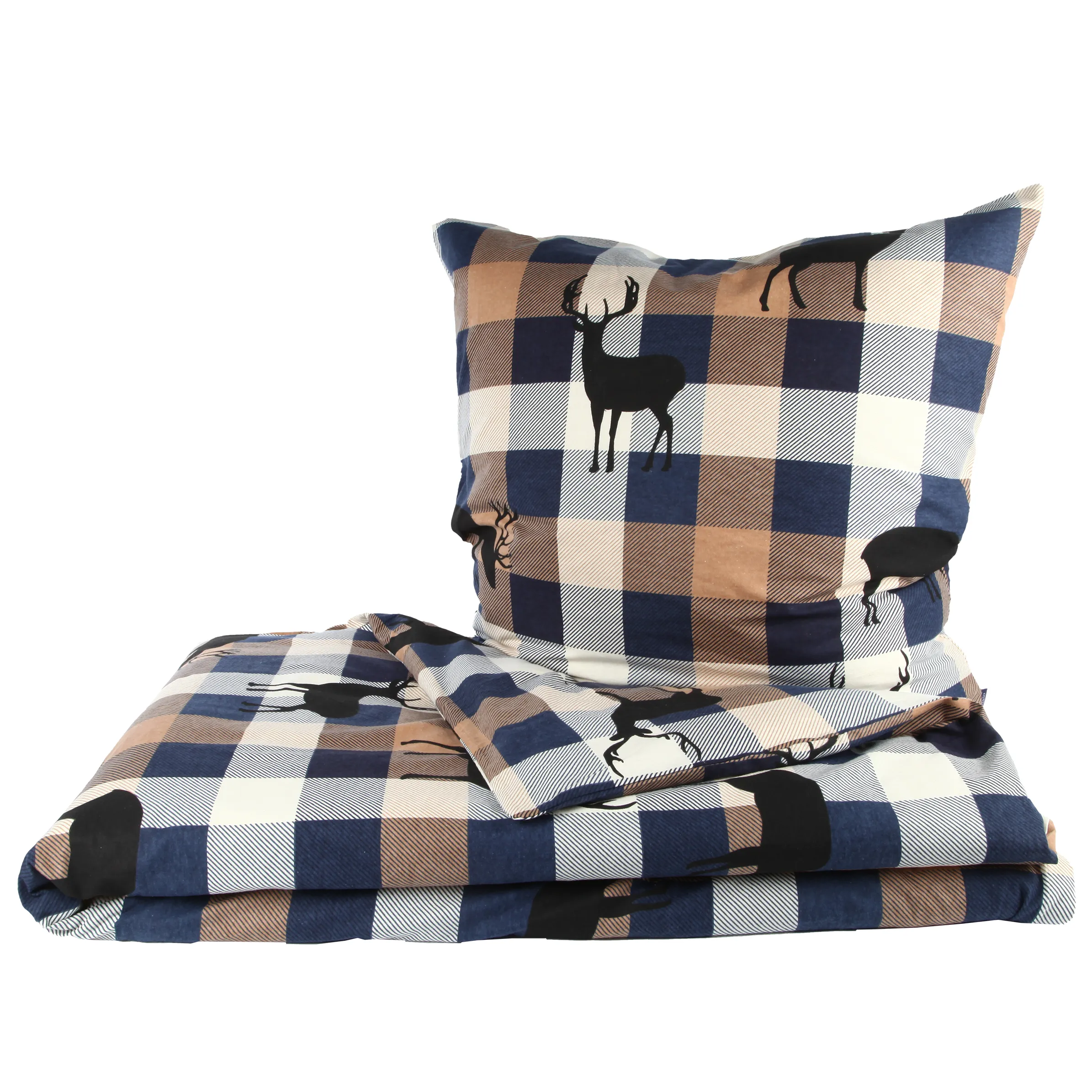 Villa Grinario Biber Bettwäsch flanell Hirsch Blau 882061 BLAU/CAMEL 1 Villa Grinario Biber Bettwäsch flanell Hirsch Blau 882061 BLAU/CAMEL 1