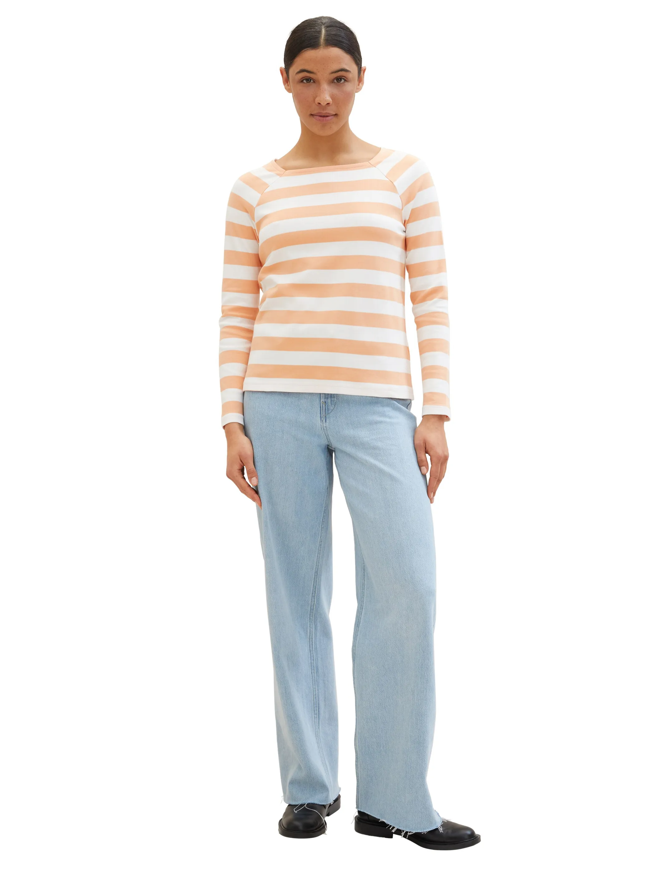 Tom Tailor 1040557 T-shirt stripe carrŽ® Orange 890595 34763 4