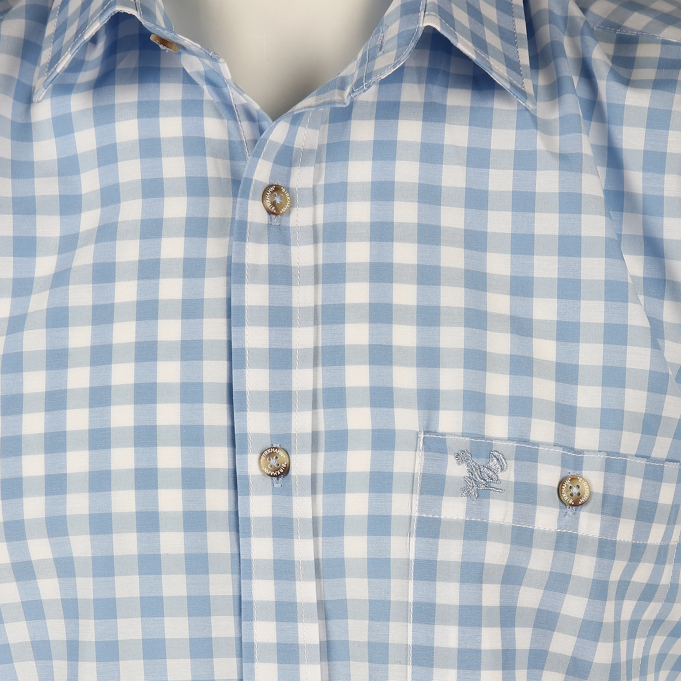 Birkhahn Mode und Tracht He. Trachtenhemd 1/1 Arm karo Blau 798185 HELLBLAU 3