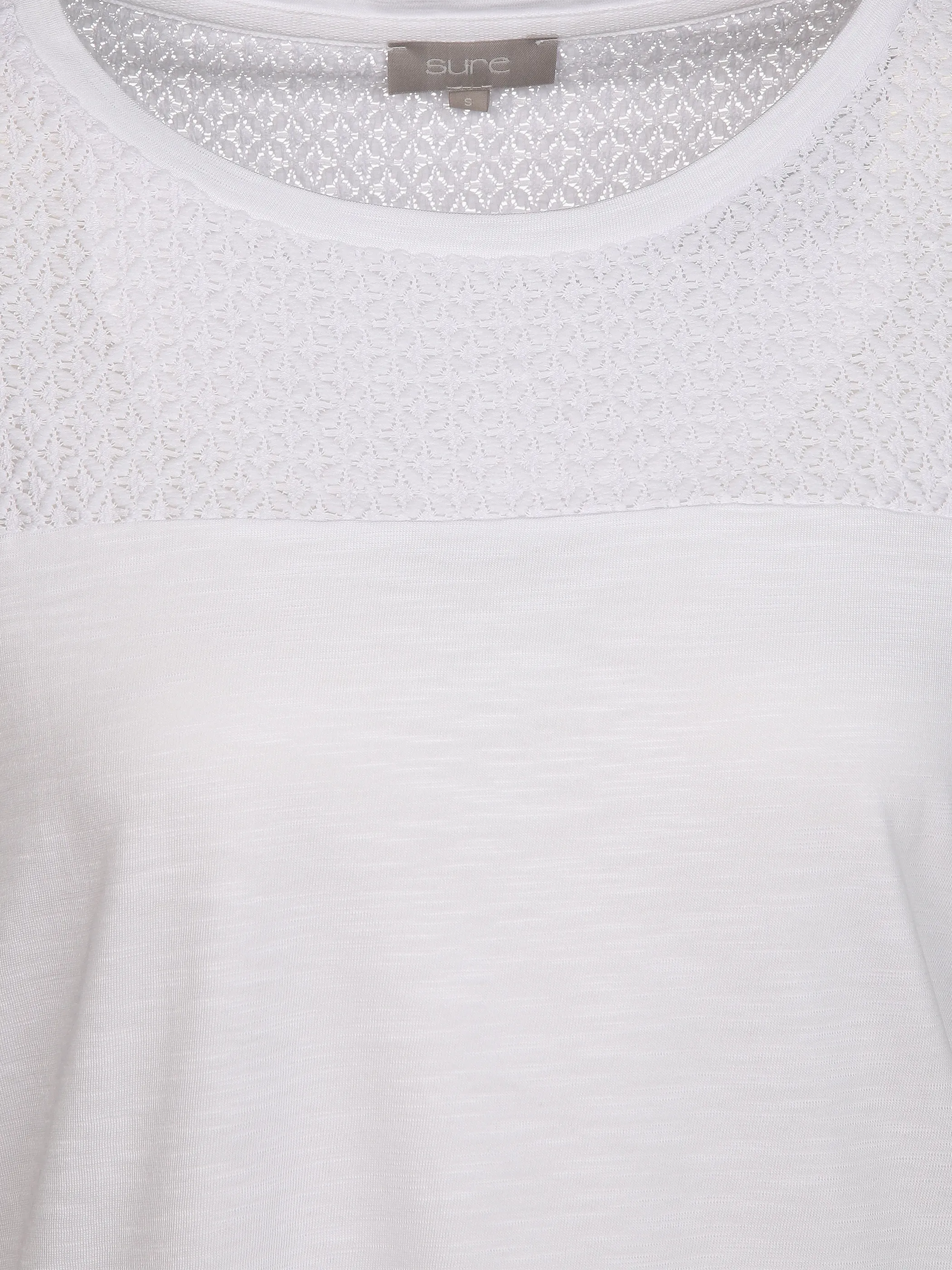 Sure Da-T-Shirt m. Materialmix Weiß 889907 CLOUD 3