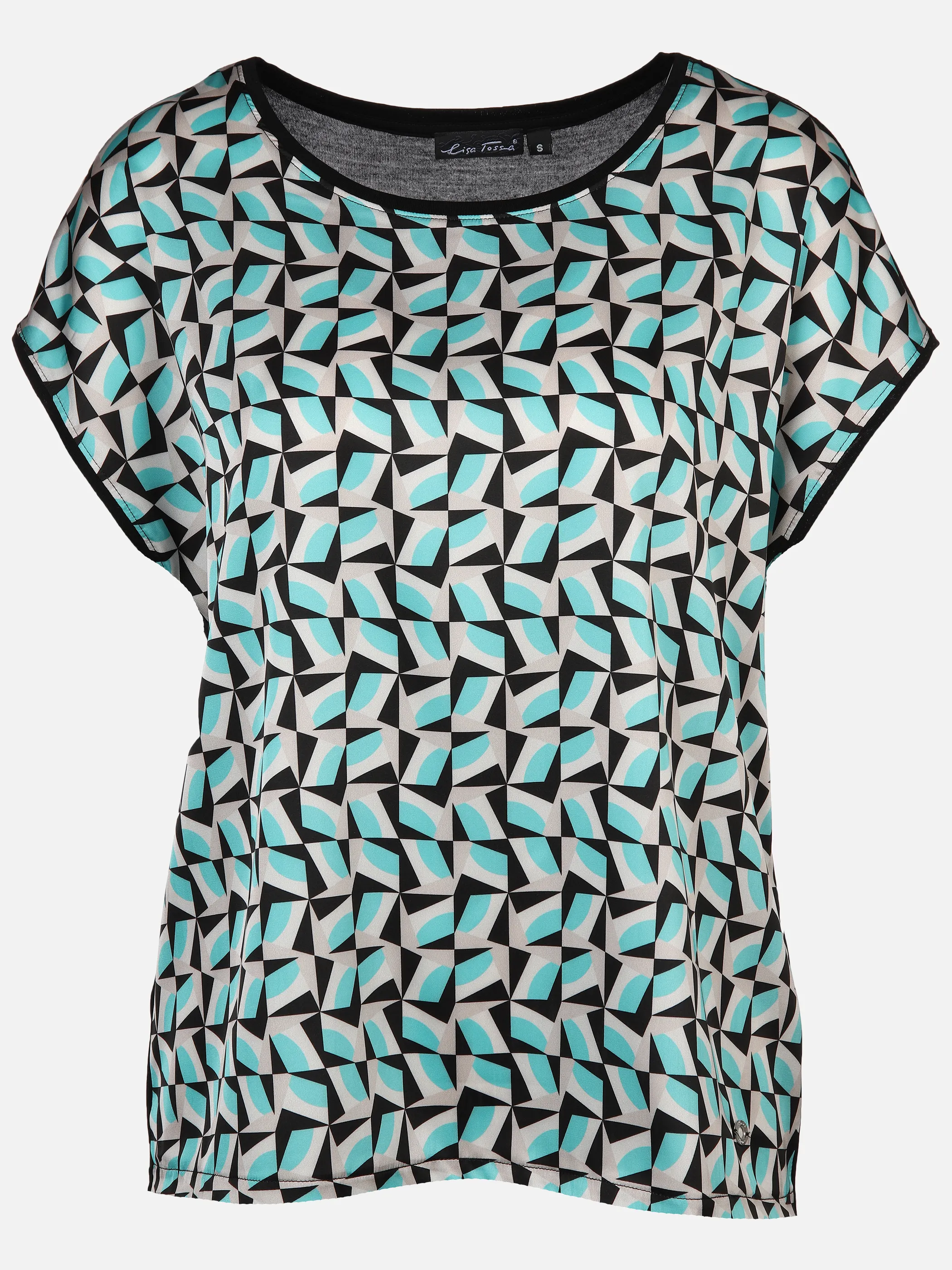 Lisa Tossa Da-Materialmix-Print-Shirt Schwarz 893335 AQUASW 1